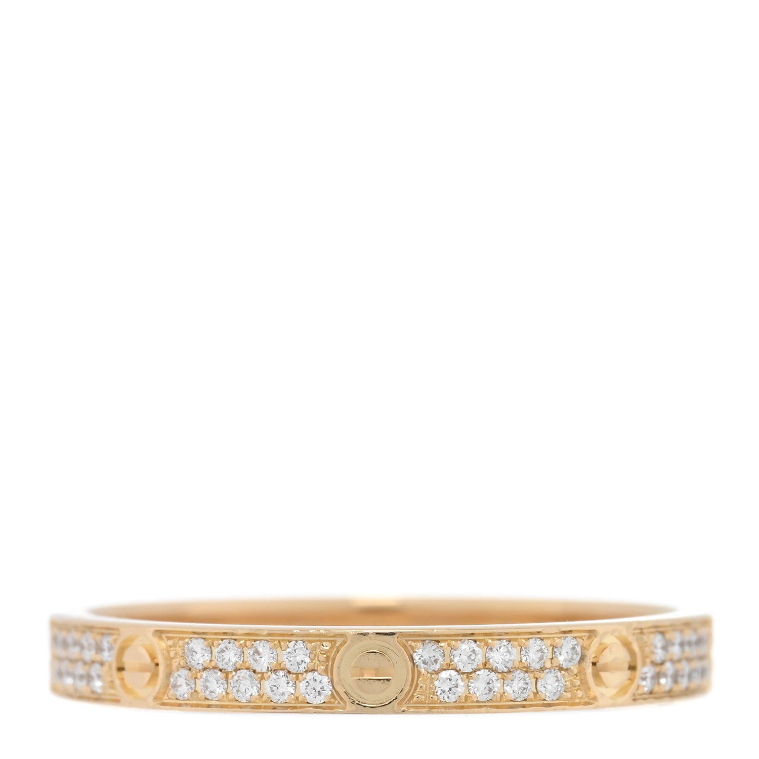 Cartier 18K Yellow Gold Diamond 2.6mm LOVE Paved Band Ring 55 7.25 1 of 5