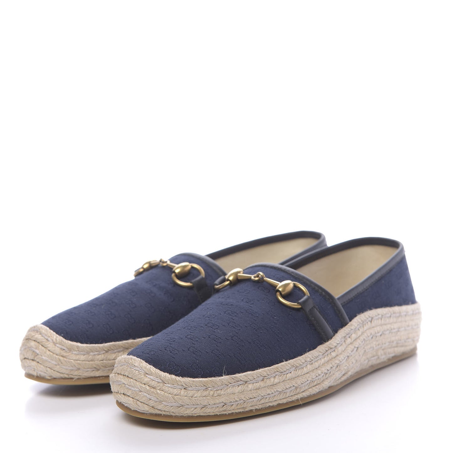 Jacquard Mini GG Monogram Mens Horsebit Espadrilles 8.5 London Blue Black