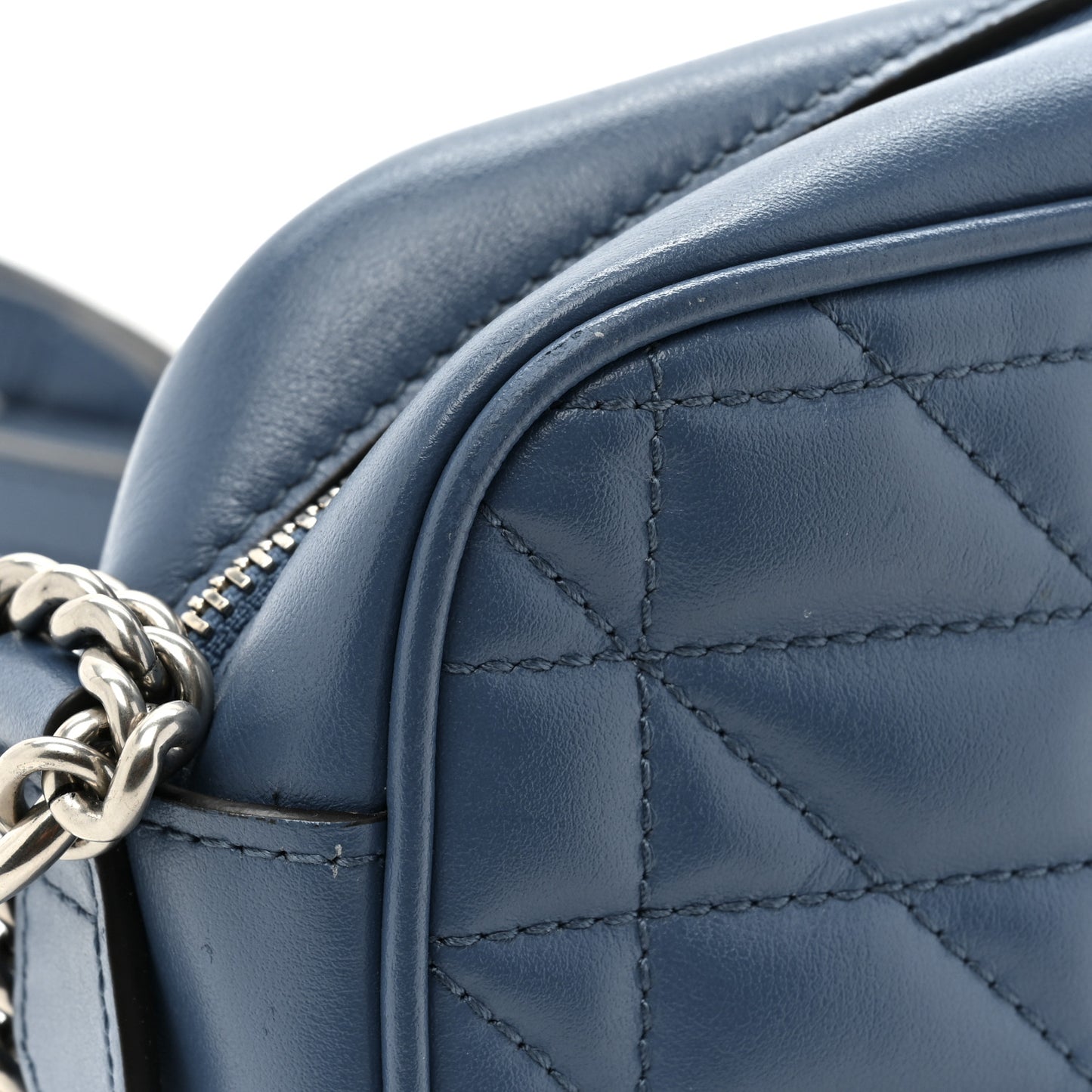 Calfskin Matelasse Aria Mini GG Marmont Chain Shoulder Bag Clear Blue