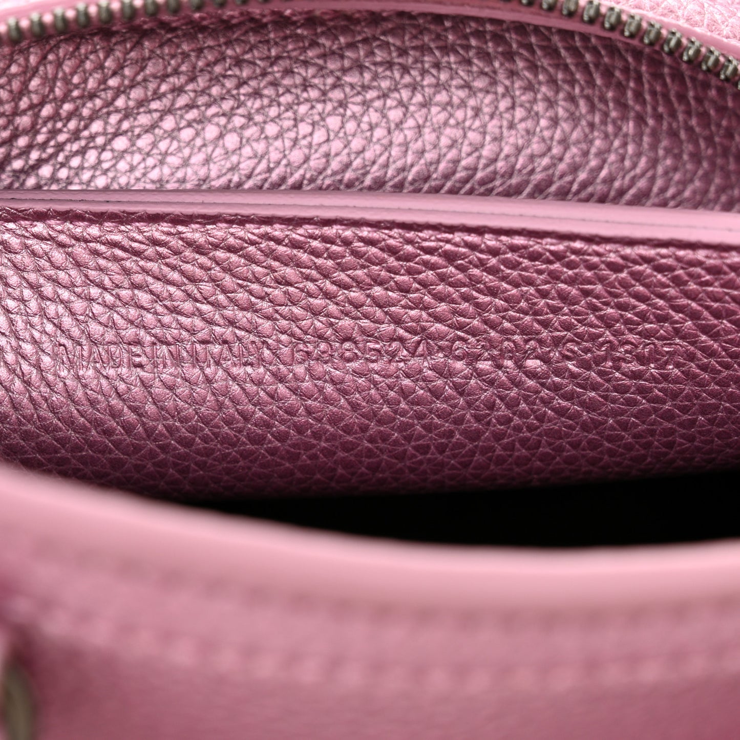 Metallic Grained Calfskin Neo Classic Silver Hardware Mini City Pink