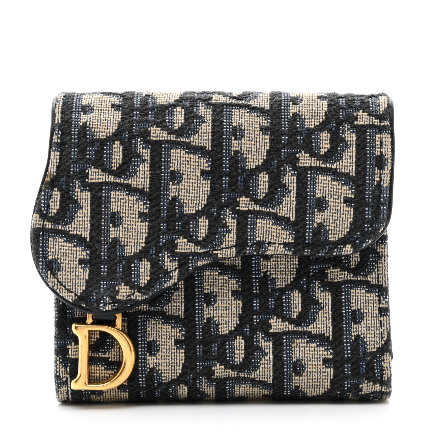 Christian Dior Oblique Saddle Lotus Wallet Blue 1 of 9