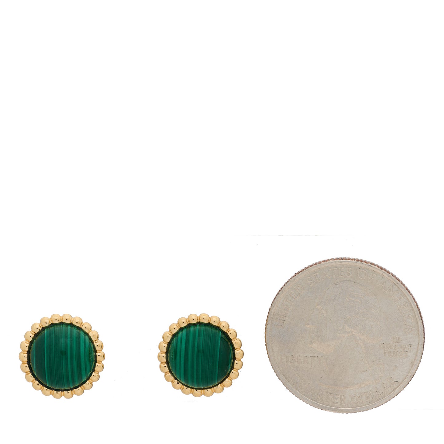 18K Yellow Gold Malachite Perlee Couleurs Earrings
