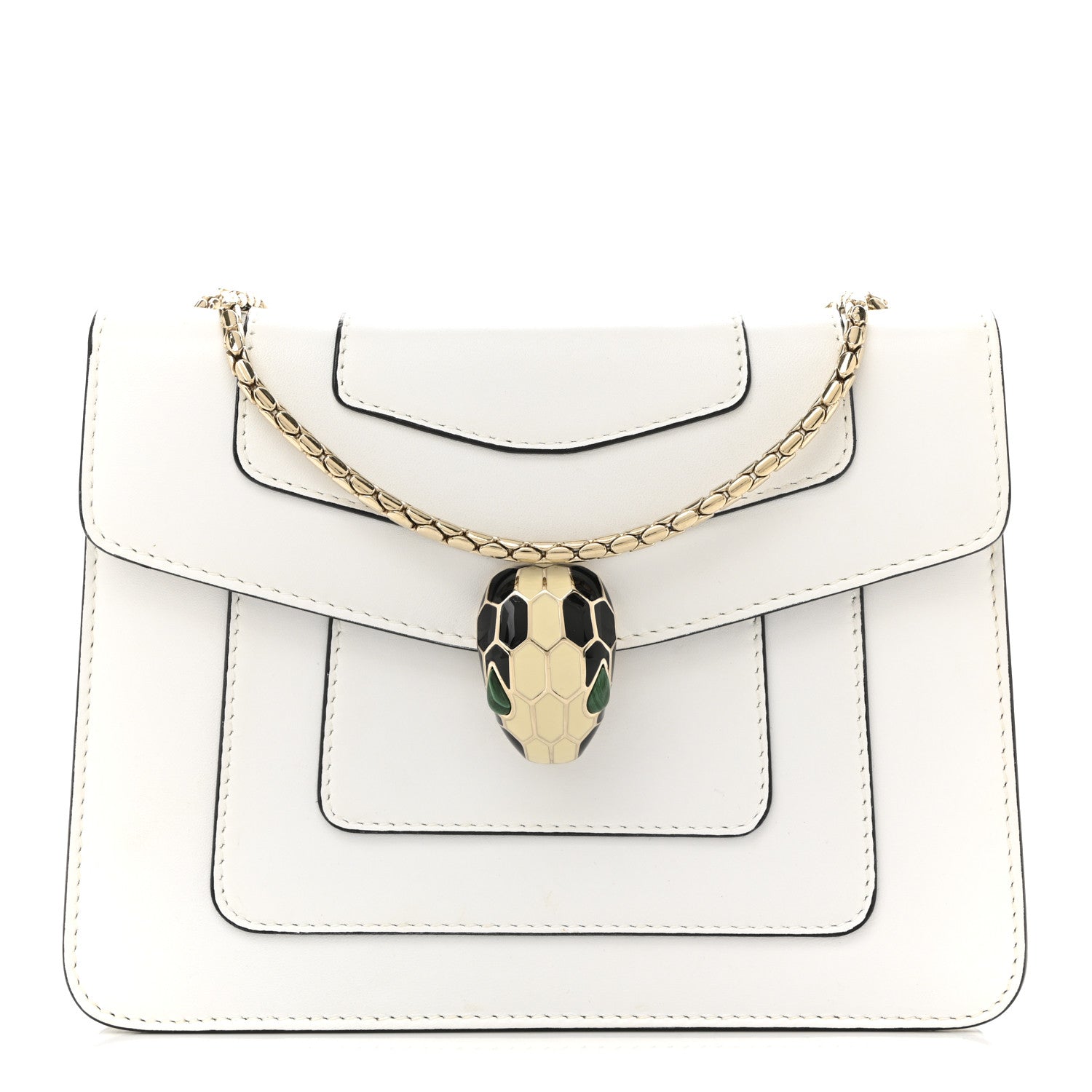 Bulgari Calfskin Small Serpenti Forever Crossbody Bag White Agate
