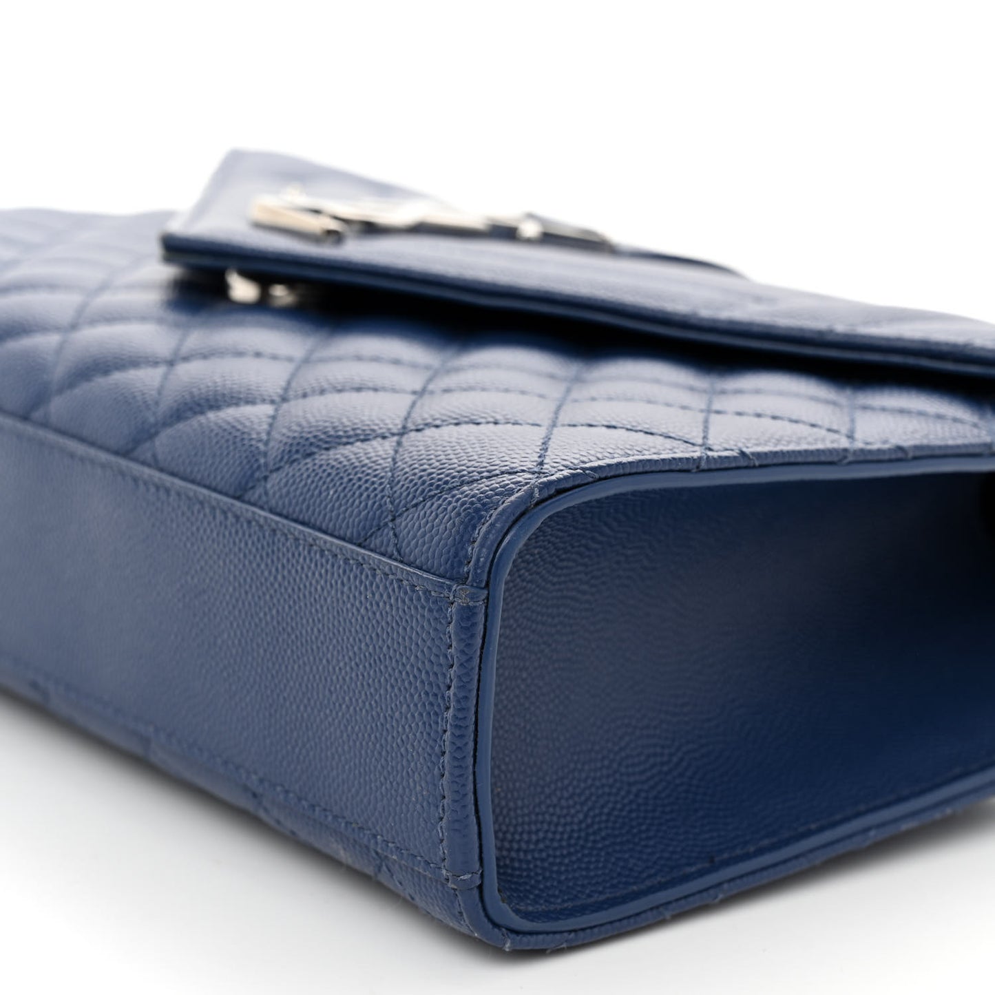 SAINT LAURENT Grain De Poudre Textured Mixed Matelasse Triquilt Medium Monogram Satchel Denim