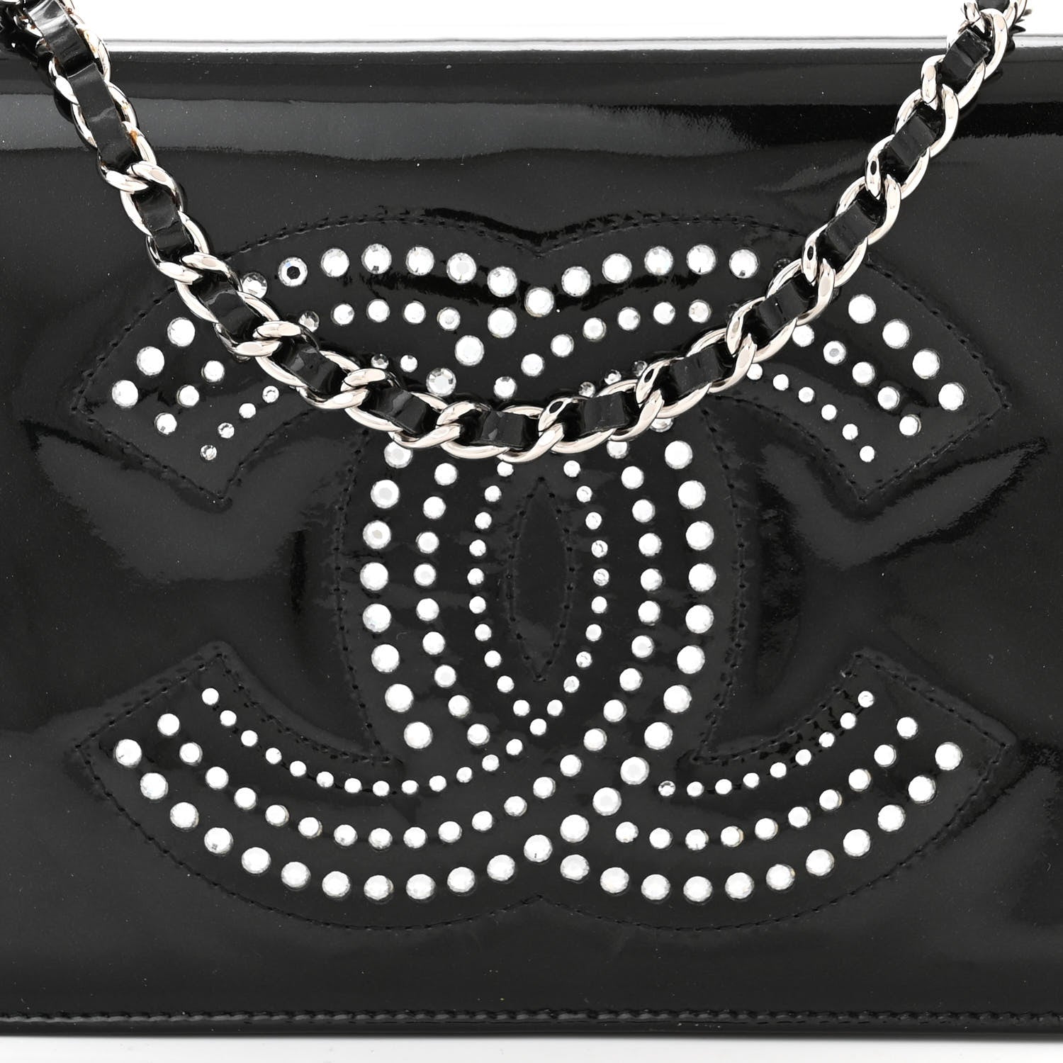 Chanel Patent Strass Wallet On Chain WOC Black 9 of 13