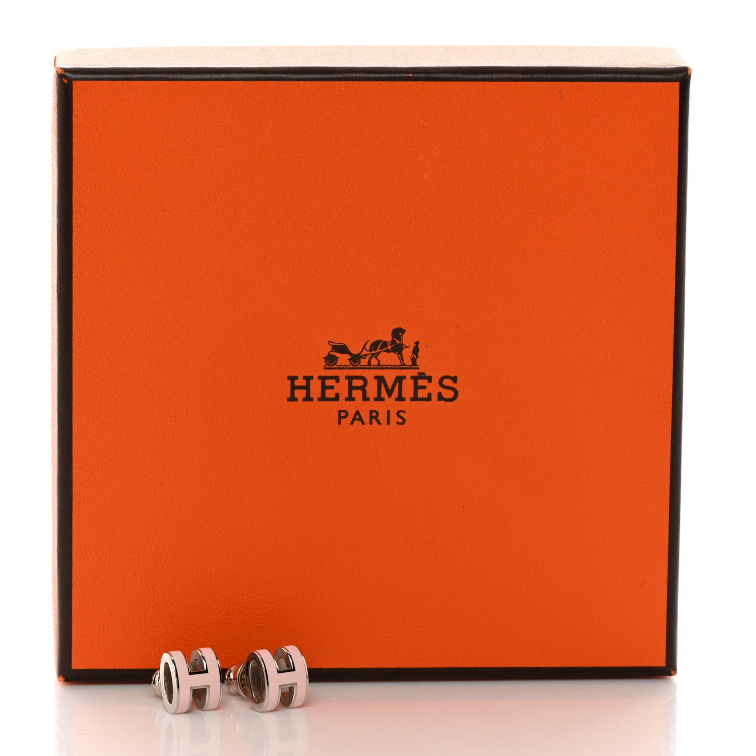 Hermes Palladium Lacquered Mini Pop H Earrings Rose Dragee 6 of 6