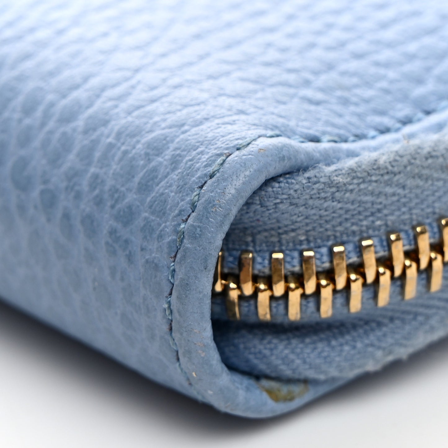 Dollar Calfskin Medium Swing Zip Around Wallet Light Blue