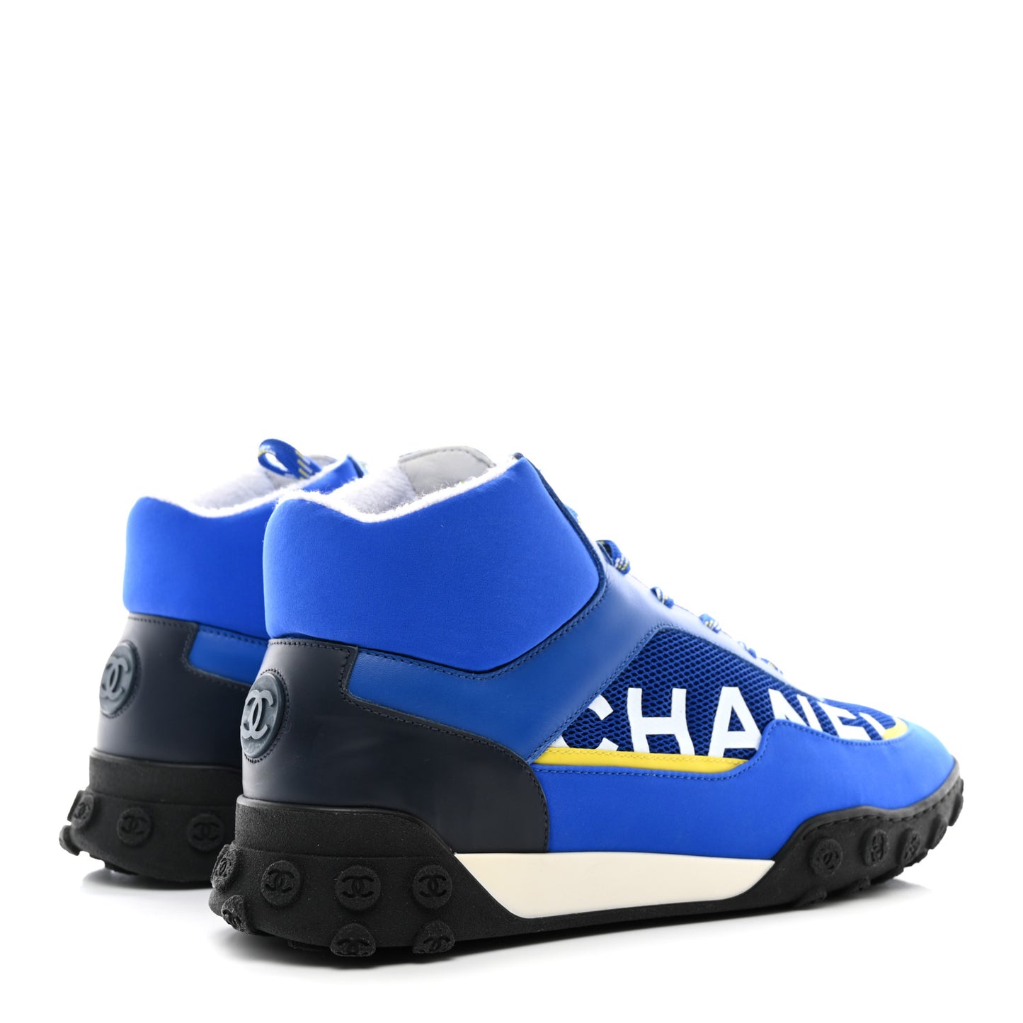 Mesh Lycra Calfskin Womens High Top Sneakers 42 Royal Blue