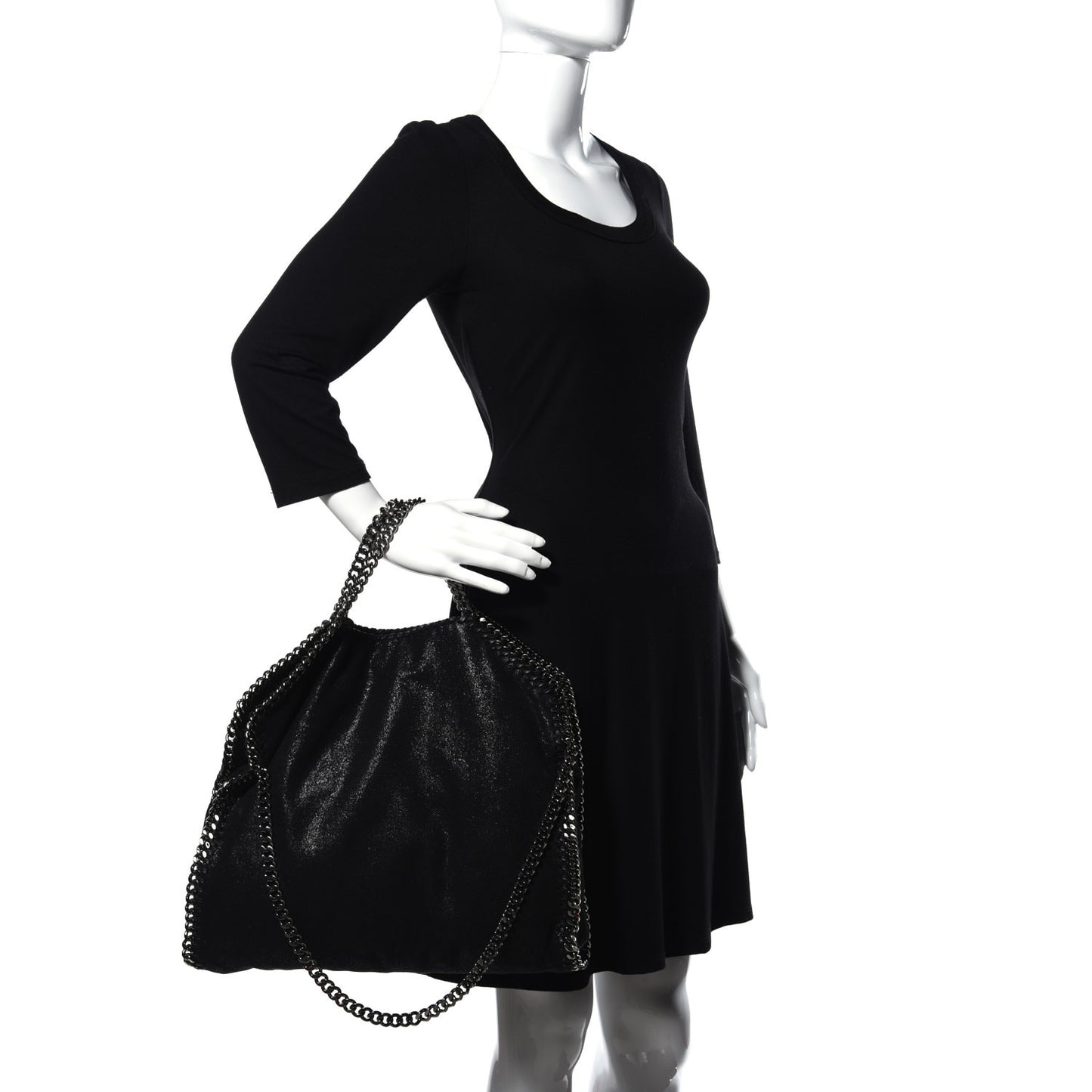 Shaggy Deer Falabella Fold Over Tote Black