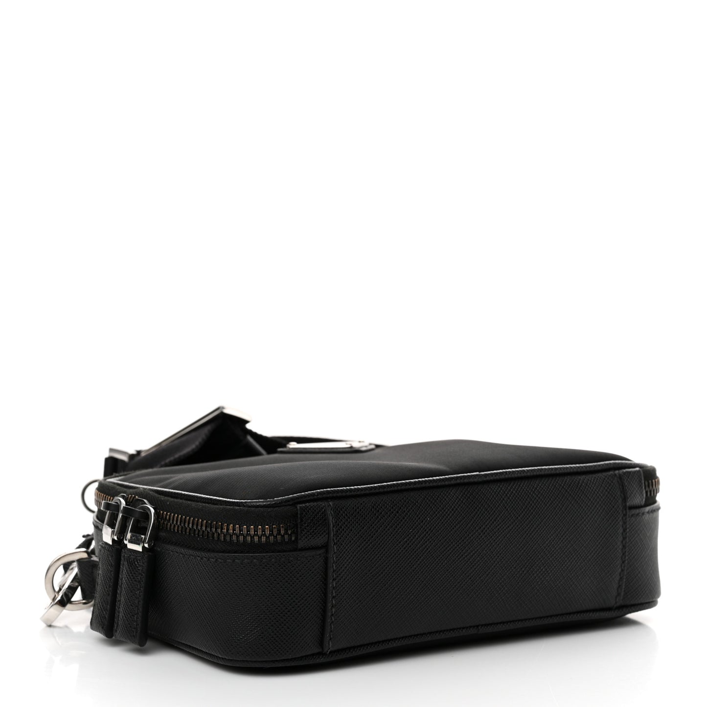 Re-Nylon Saffiano Travel Brique Crossbody Bag Black