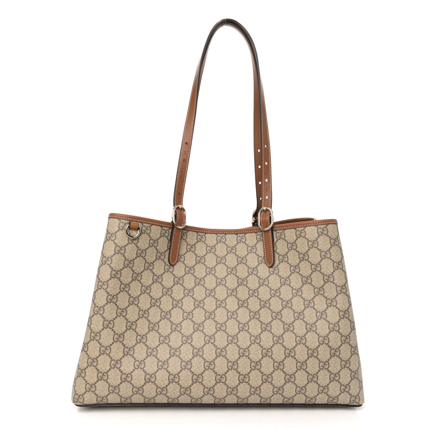 GG Supreme Monogram Emblem Medium Tote Bag Beige Dark Brown