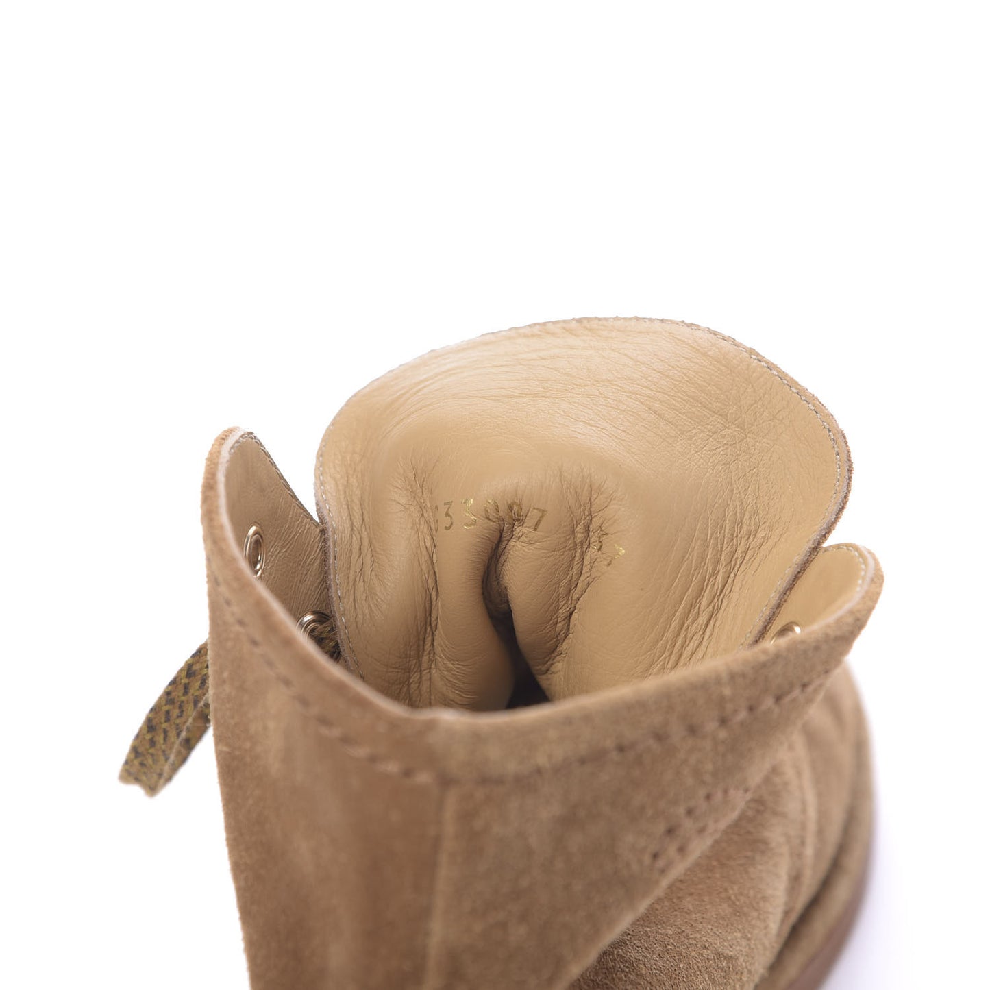 Suede Calfskin Womens Lace Up Short Boots 37 Dark Beige