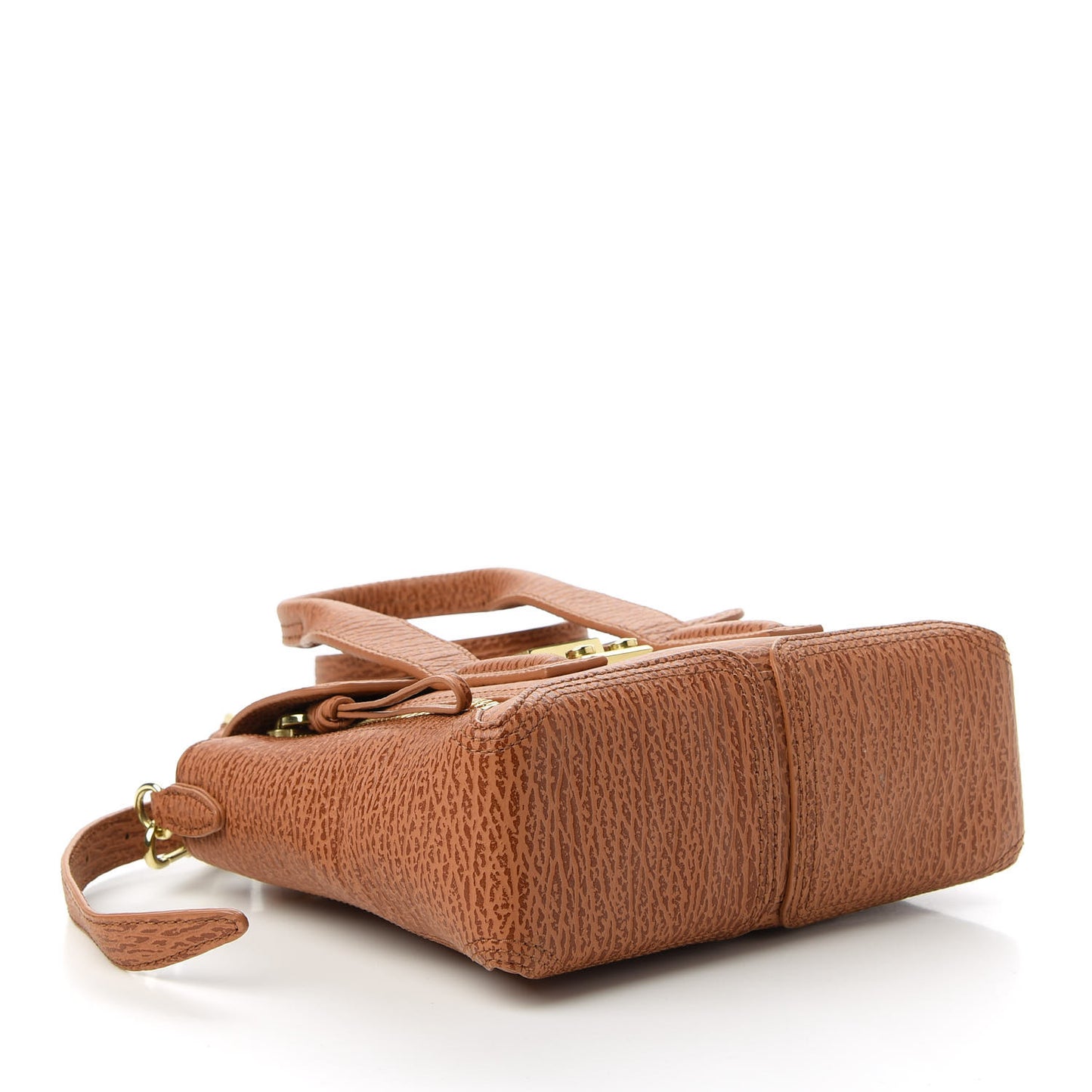 Shark Embossed Textured Calfskin Mini Pashli Satchel Caramel Cognac