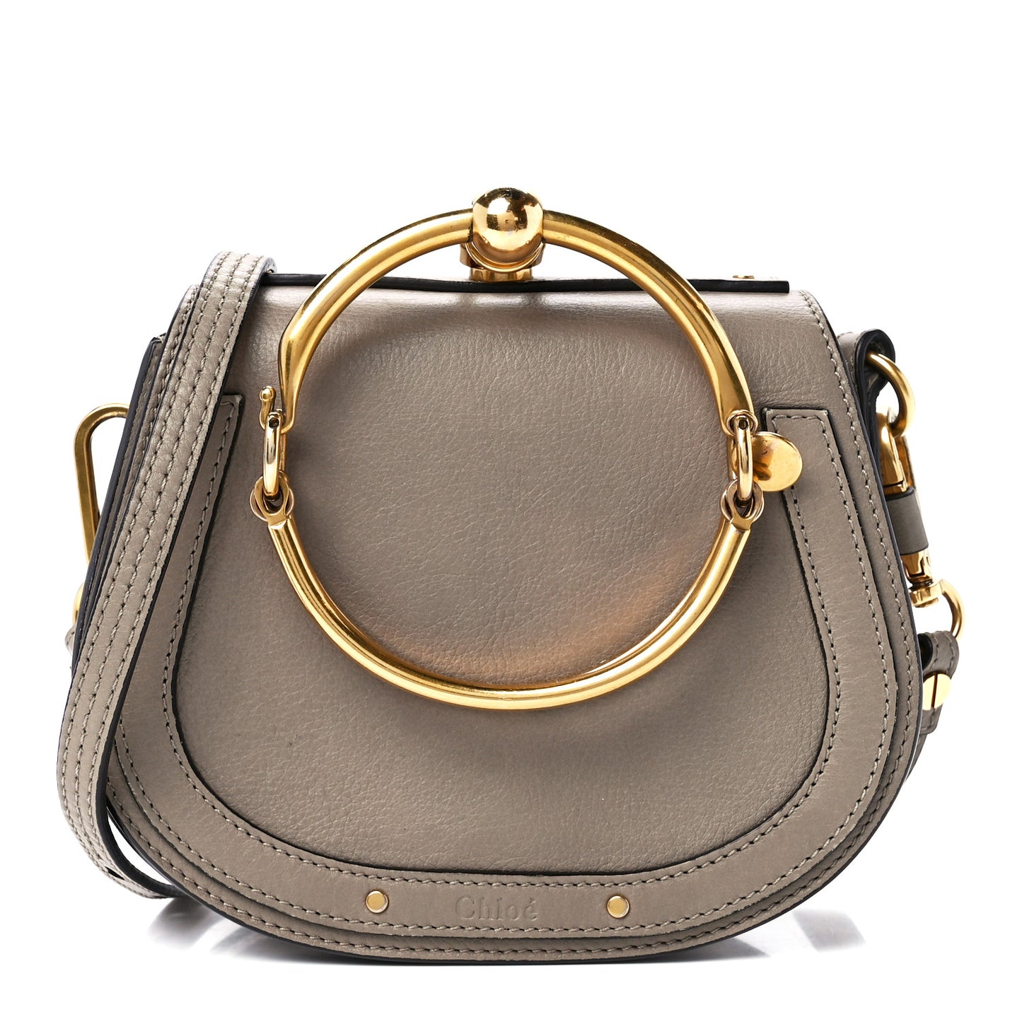 Calfskin Suede Small Nile Bracelet Bag Motty Grey