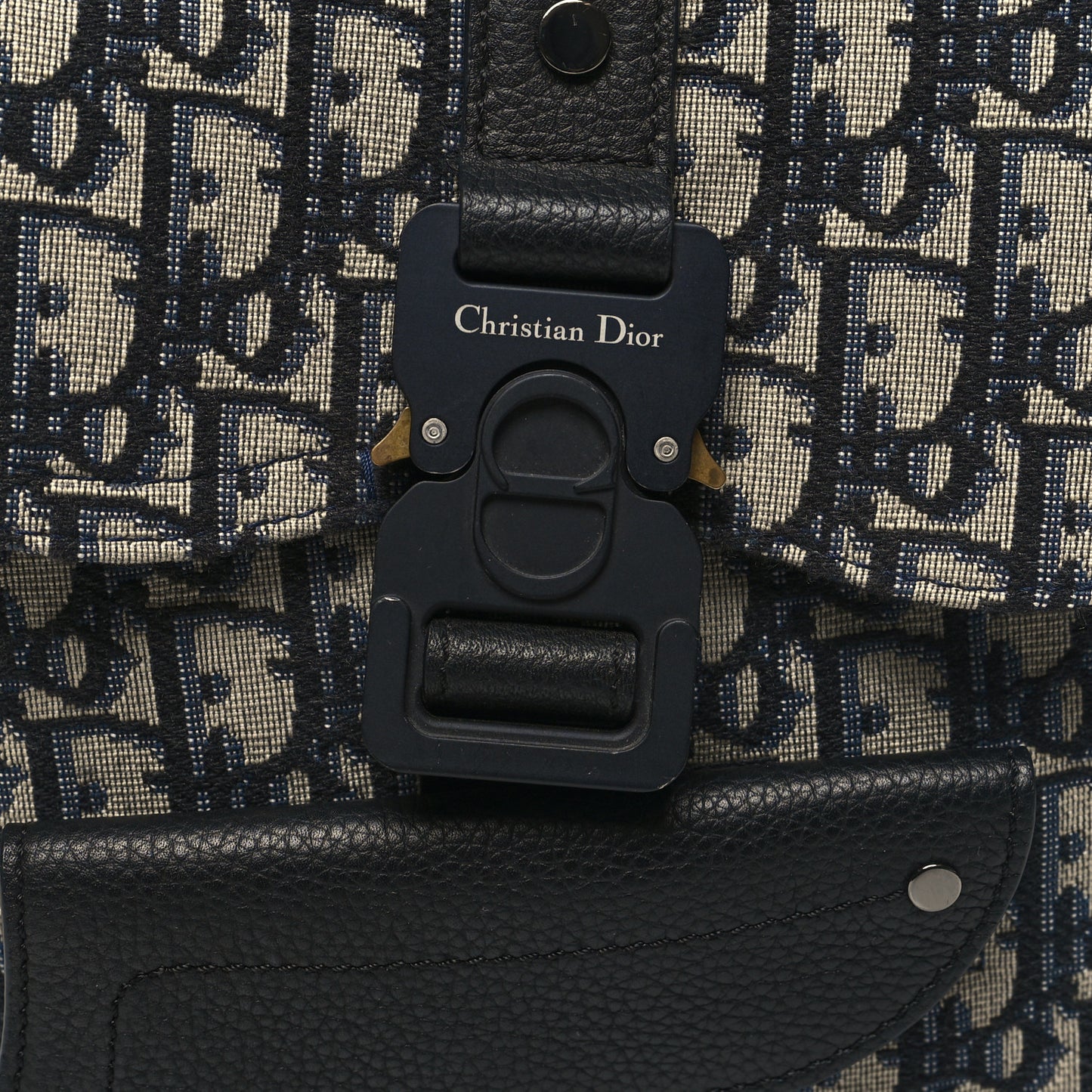HOMME Oblique Calfskin Mens Mini Saddle Backpack Navy Blue