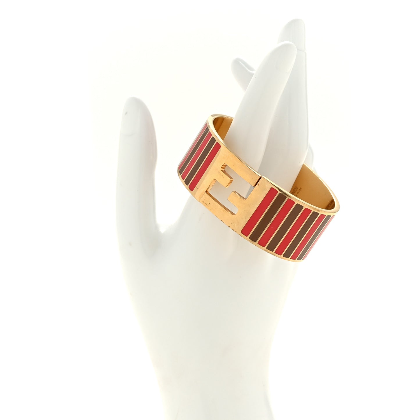 Enamel Fendista Medium Bracelet Gold Brown Rosso