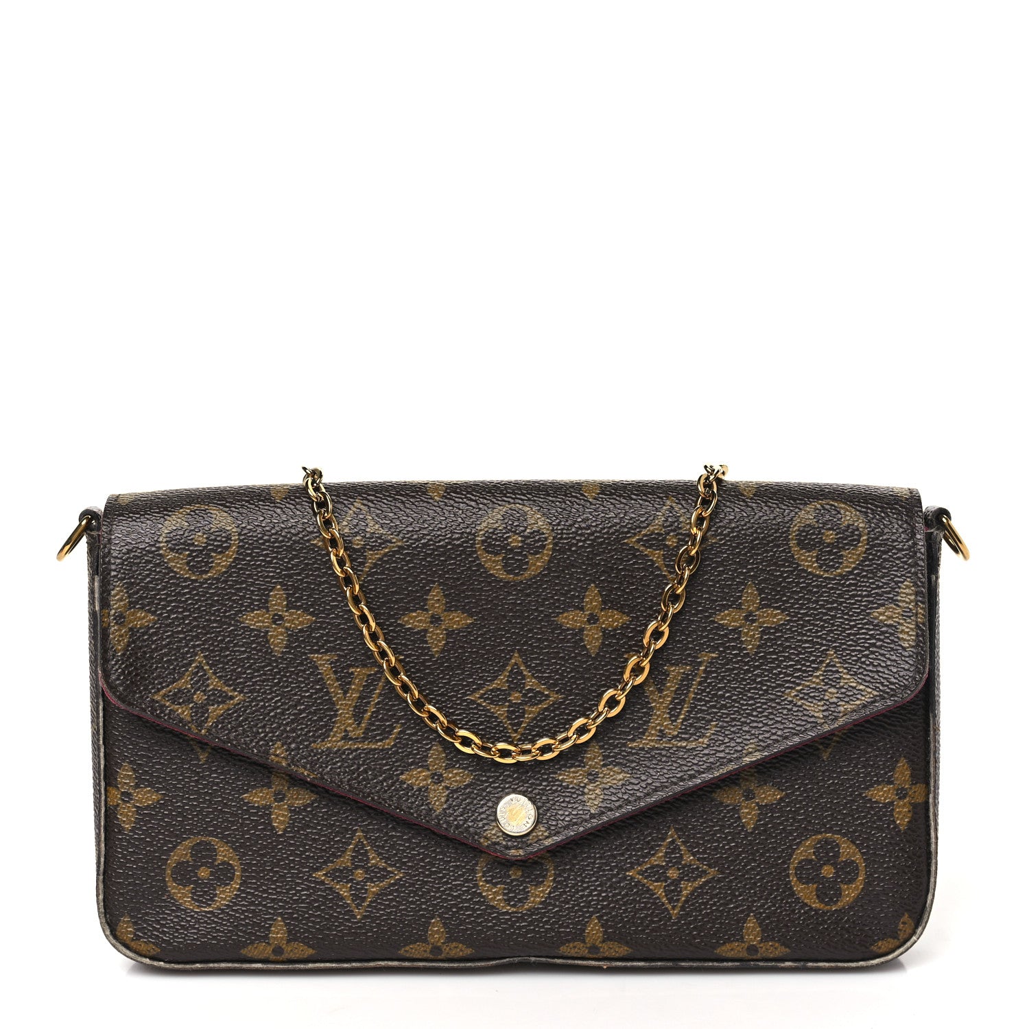 Louis Vuitton Monogram Pochette Felicie Chain Wallet Fuchsia 1 of 13