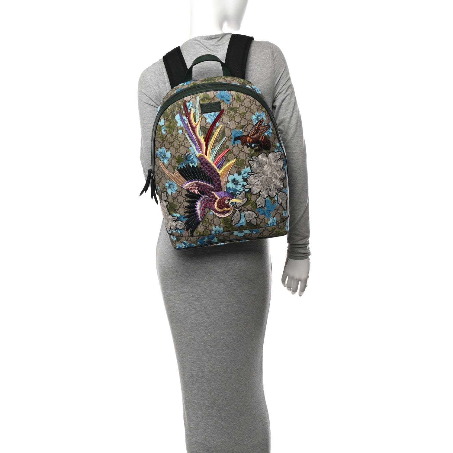 Gucci GG Supreme Monogram Blooms Bird Embroidered Dome Backpack 2 of 11