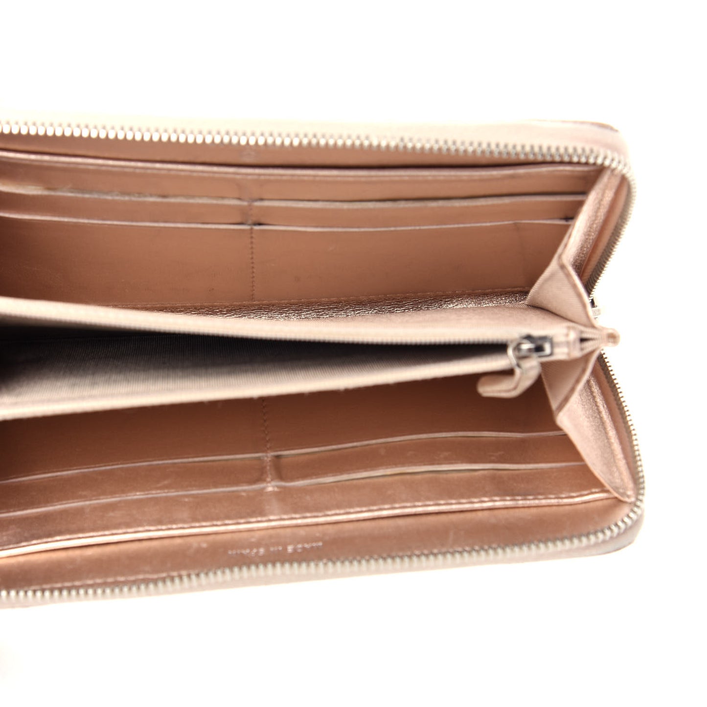Metallic Calfskin Pixel Effect Quilted Large Zip Around Wallet Gold