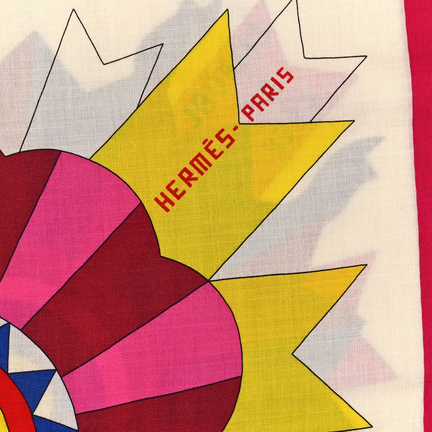 Hermes Cashmere Silk Cheval De Fete Shawl 140 Rose Vif White Multicolor 2 of 3