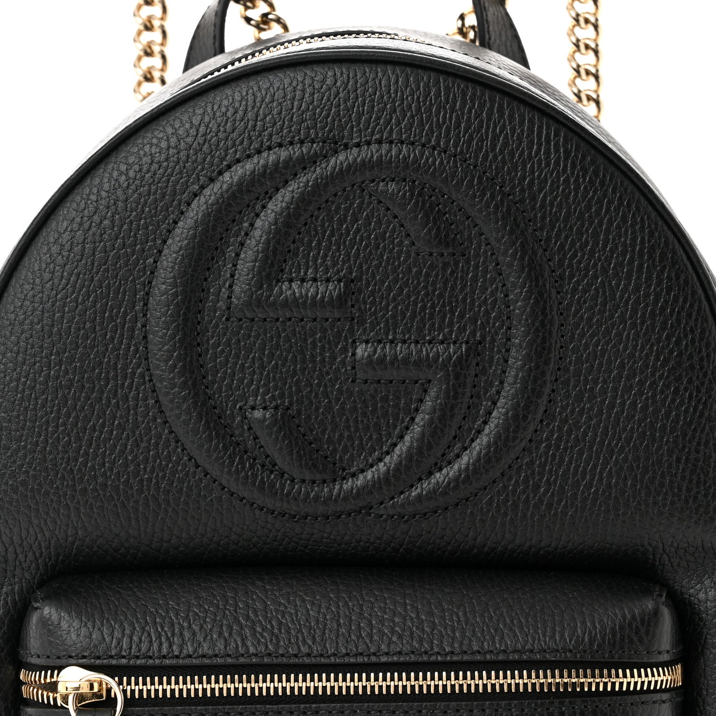 Pebbled Calfskin Soho Chain Backpack Black