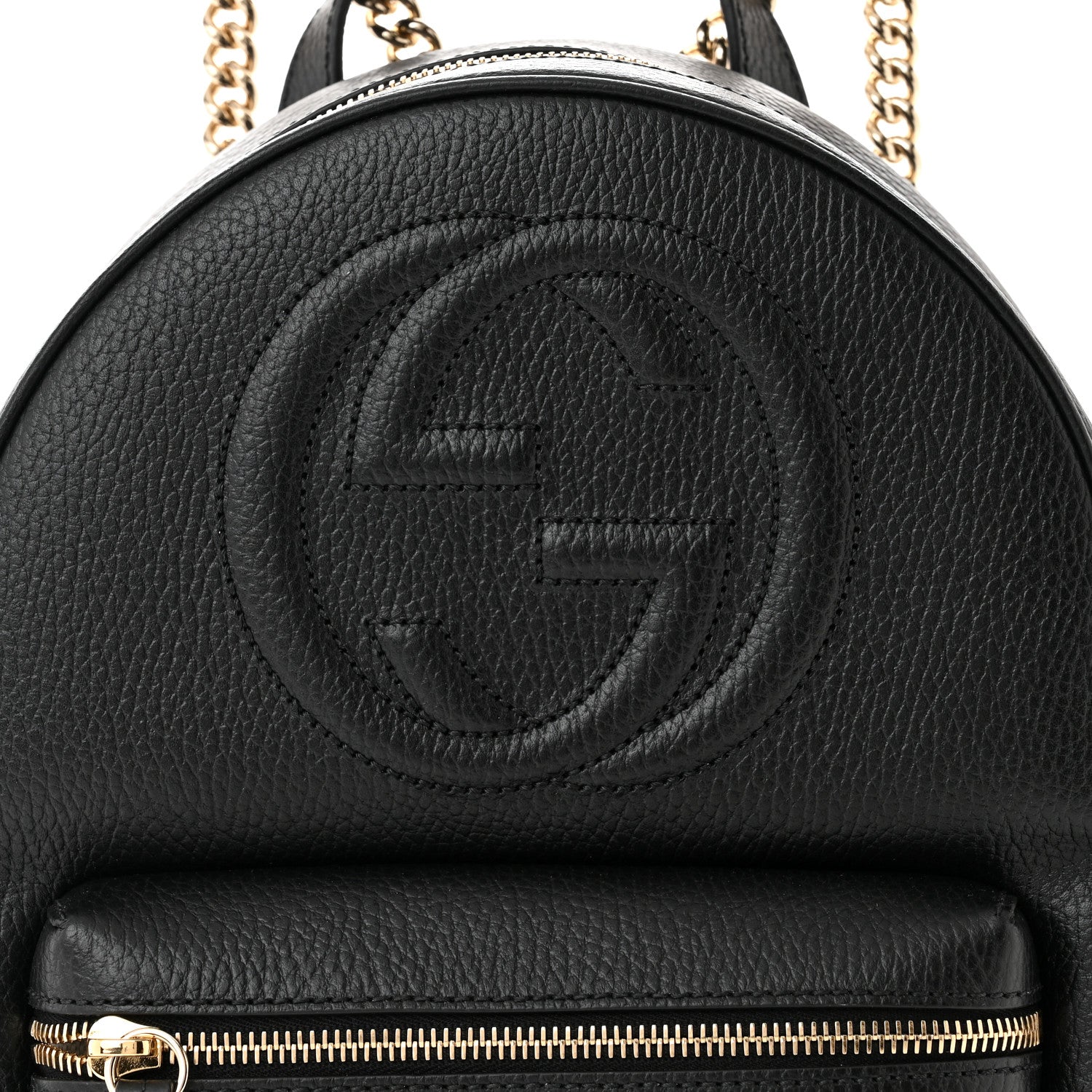 Gucci Pebbled Calfskin Soho Chain Backpack Black 8 of 10