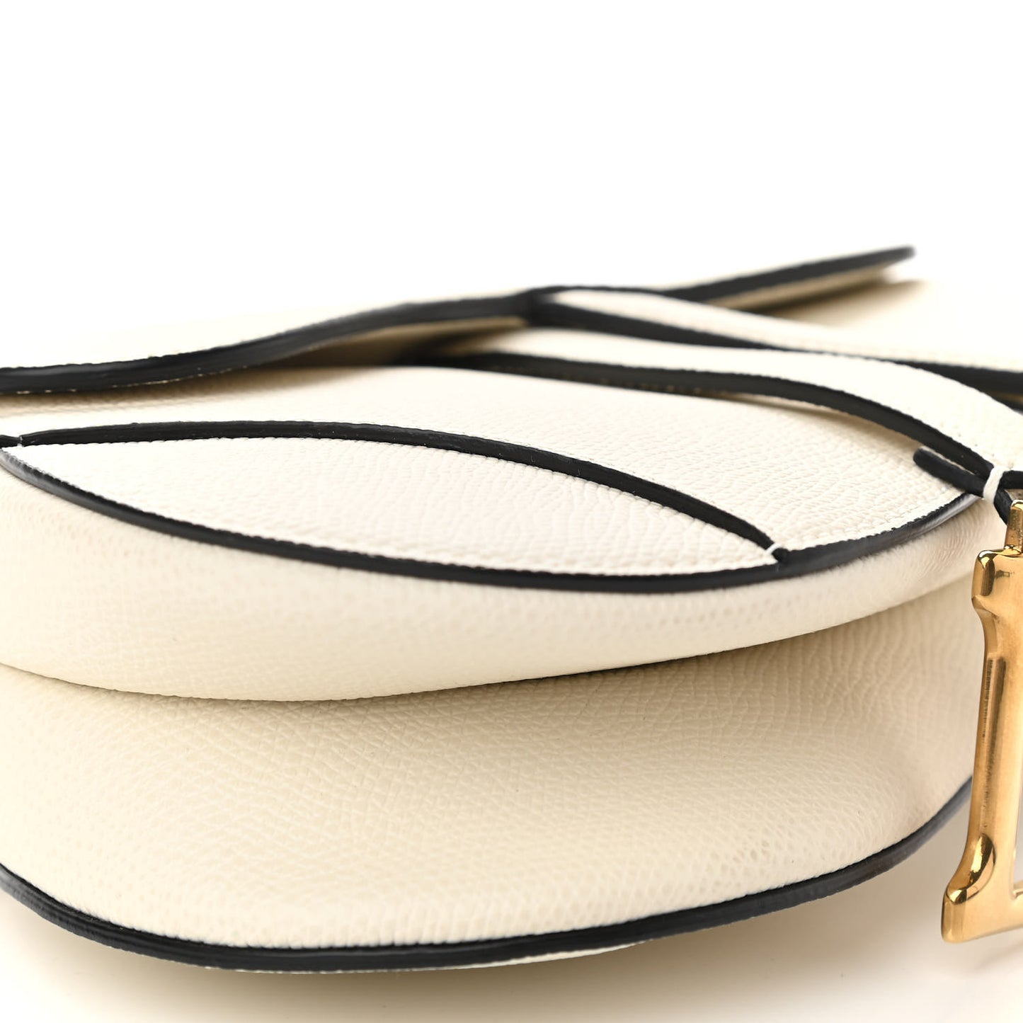 Grained Calfskin Mini Saddle Bag White