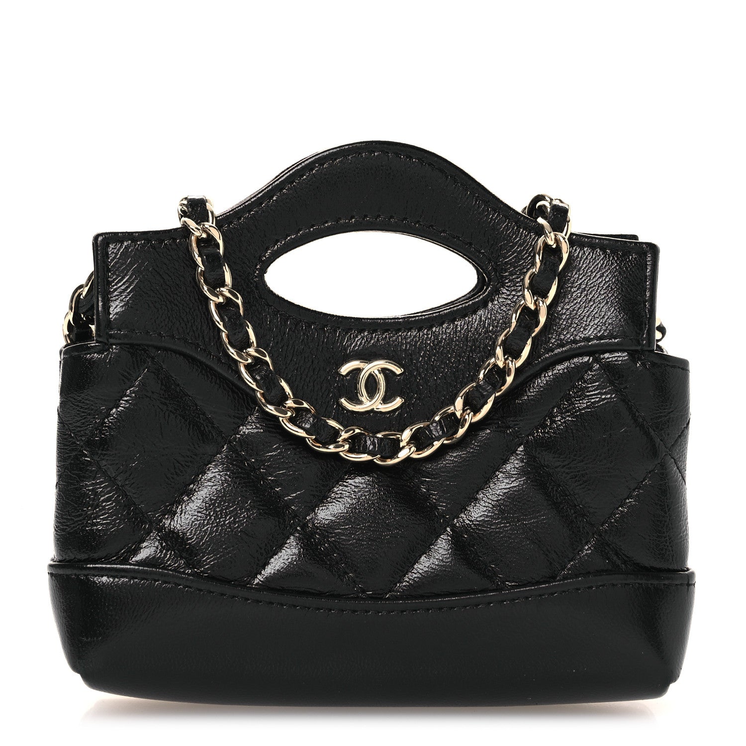 Chanel Shiny Lambskin Quilted Micro 31 Clutch With Chain Black Chanel Shiny Lambskin Quilted Micro 31 Clutch With Chain Black