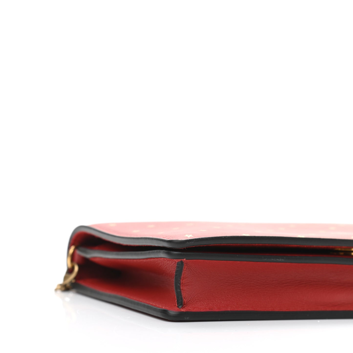 Calfskin Embossed Stars Wallet on Chain Rouge Gold