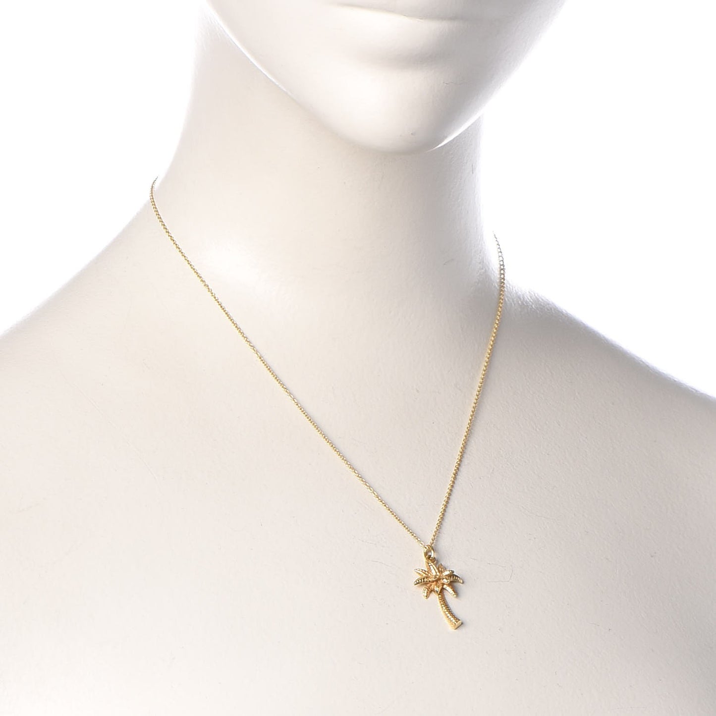 18K Yellow Gold Palm Tree Pendant Necklace