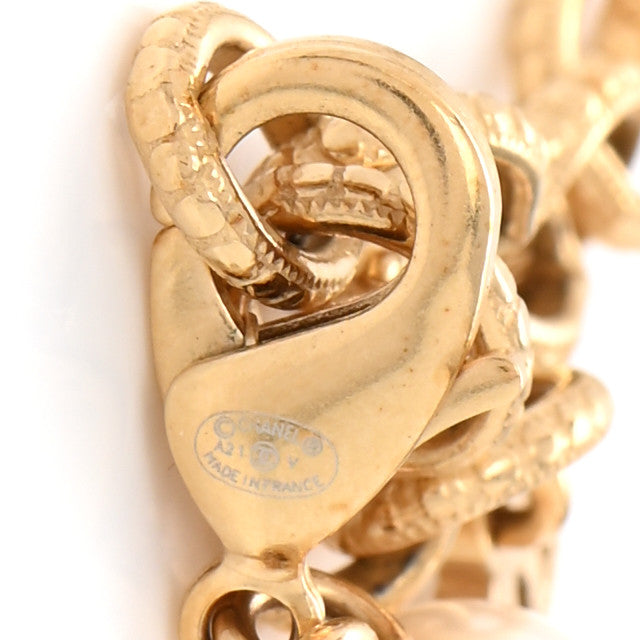 Pearl Crystal CC Short Necklace Gold