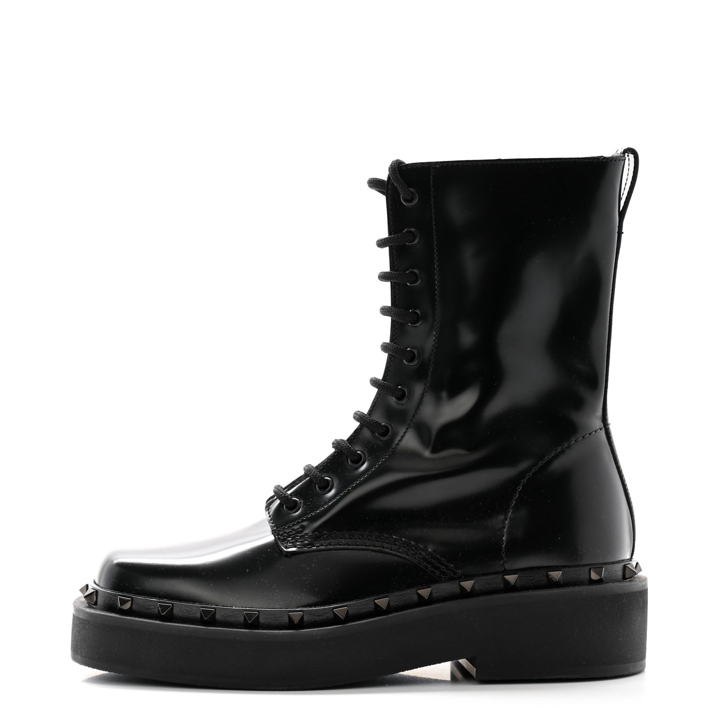 Calfskin Rockstud M-Way 50mm Combat Boots 40.5 Black
