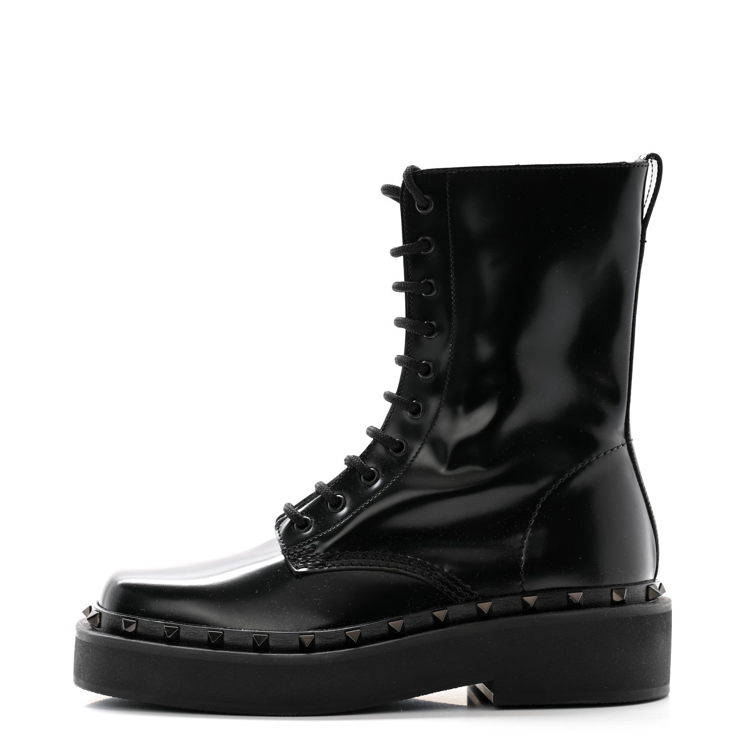 Valentino Garavani Calfskin Rockstud M-Way 50mm Combat Boots 40.5 Black 1 of 8