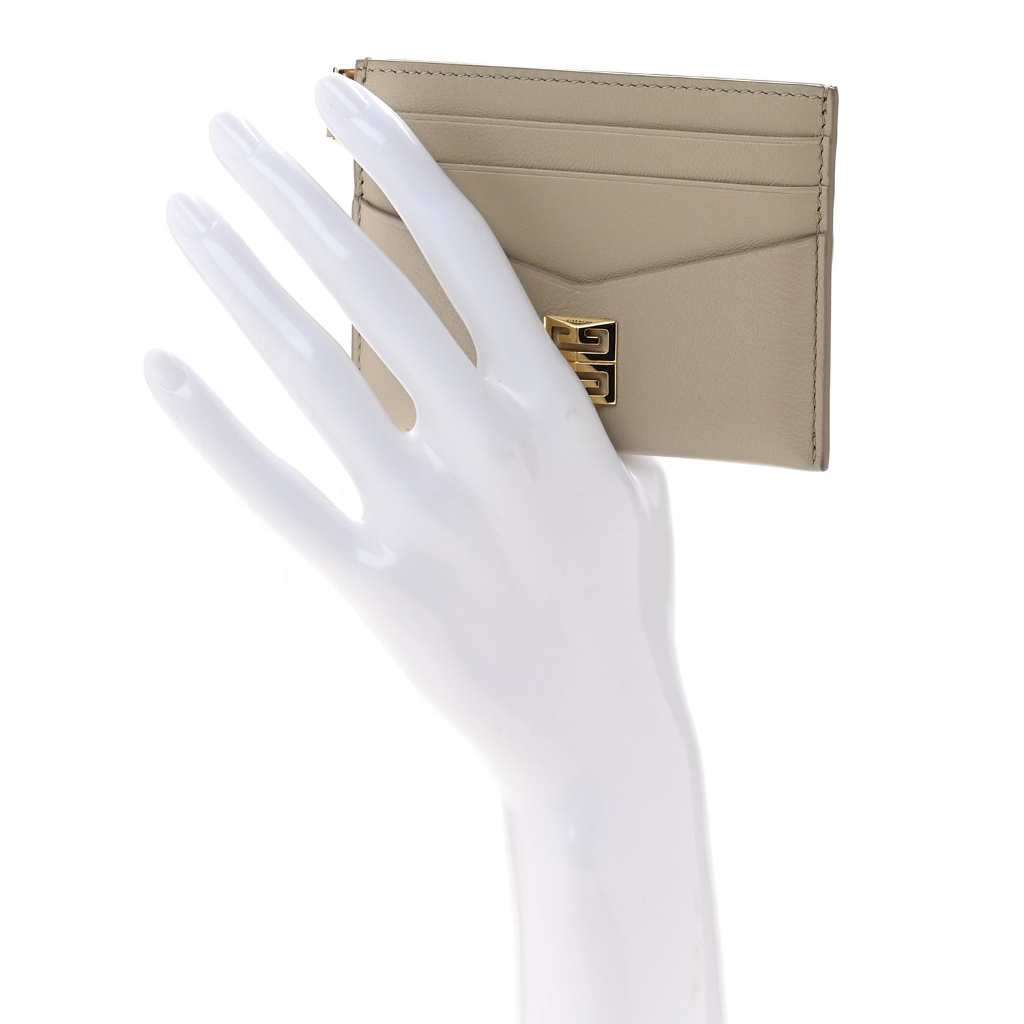 Calfskin 4G Card Holder Natural Beige