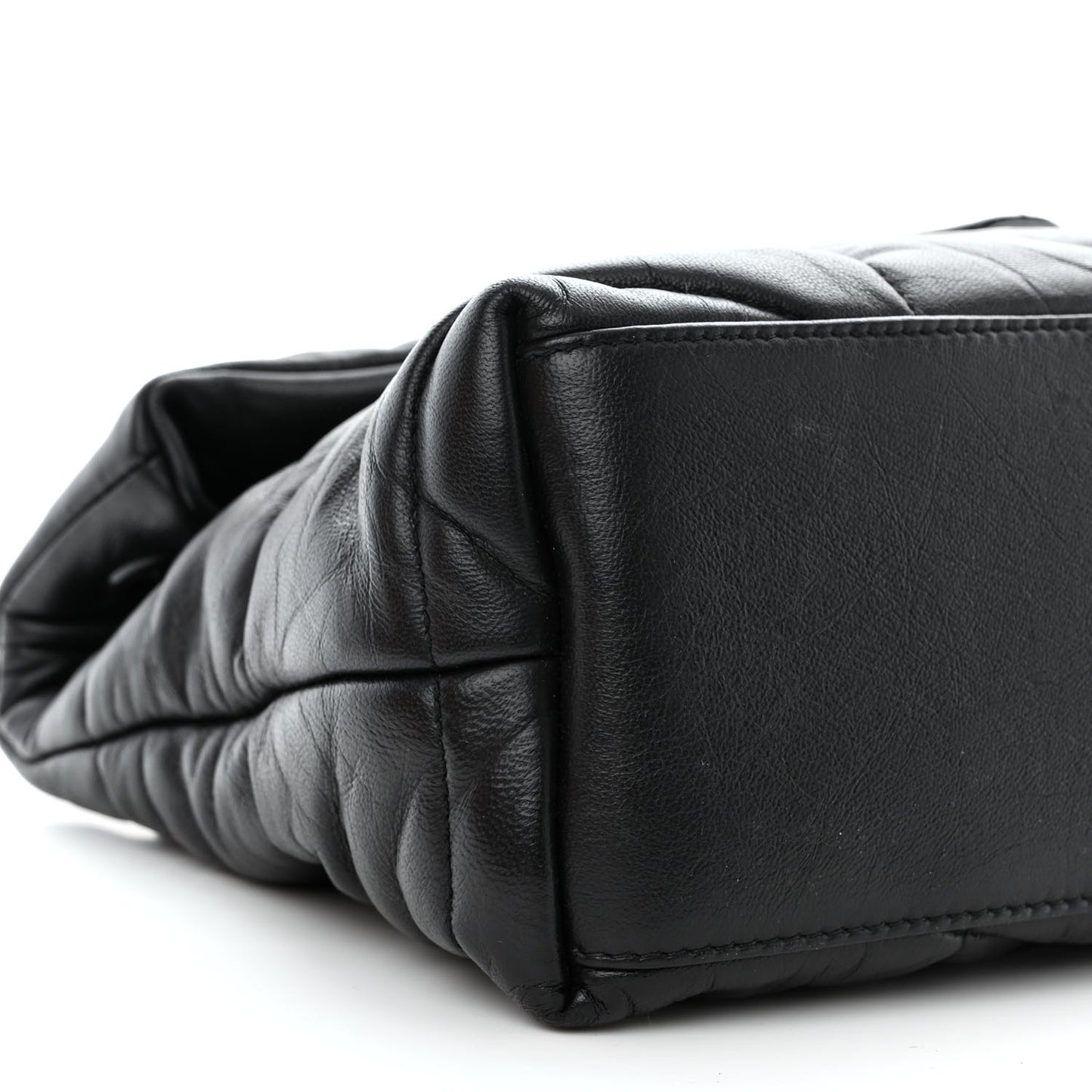 Lambskin Quilted Monogram Monochrome Small Loulou Puffer Chain Satchel Black