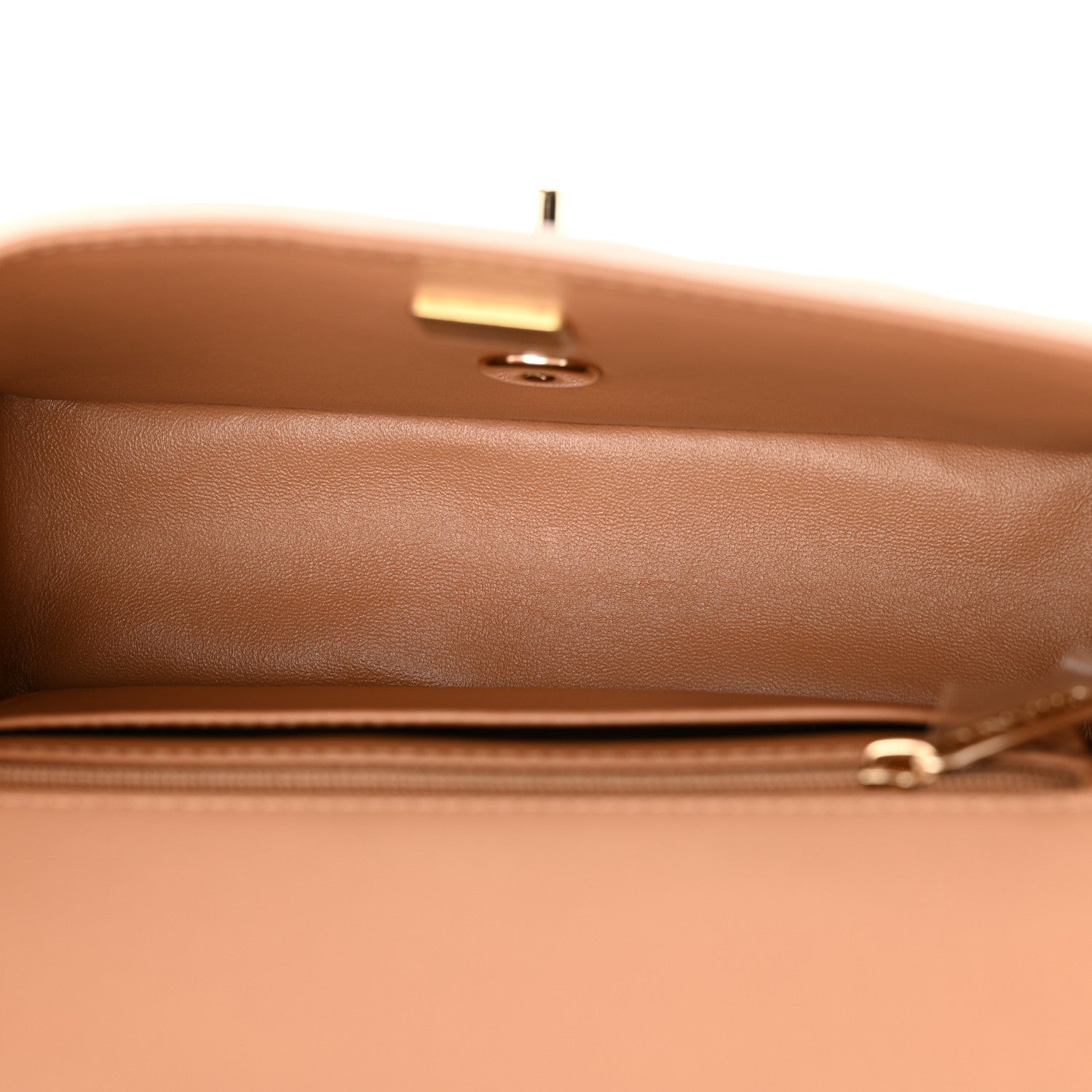 Chanel Lambskin Quilted Bi-Color Mini Top Handle Rectangular Flap Ecru Dark Beige 5 of 11