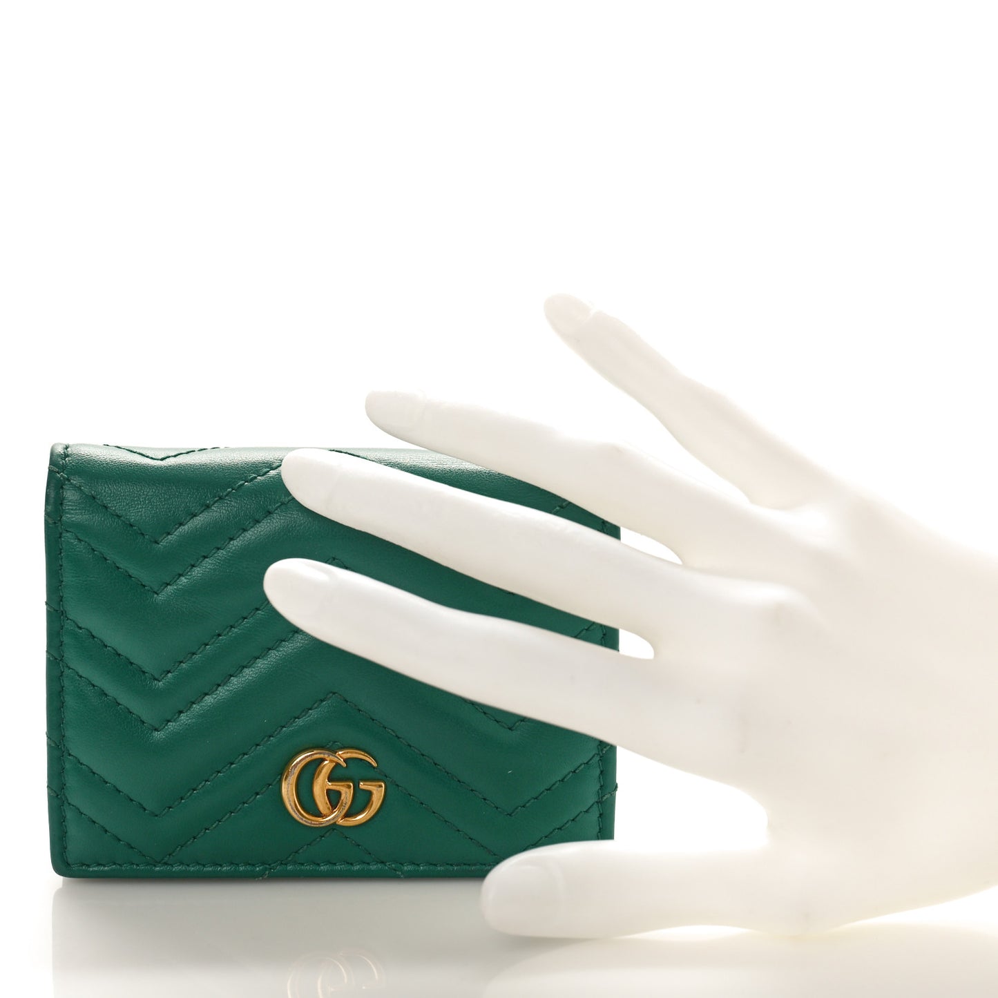Calfskin Matelasse GG Marmont Card Case Wallet Emerald