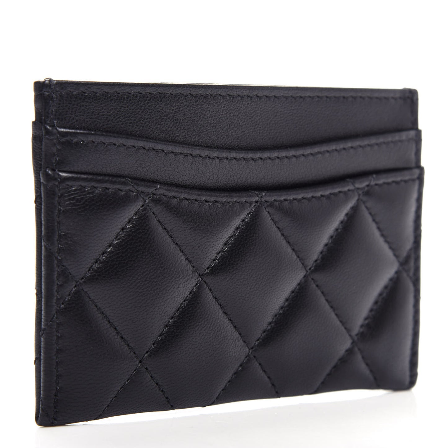 Lambskin Quilted Card Holder Black