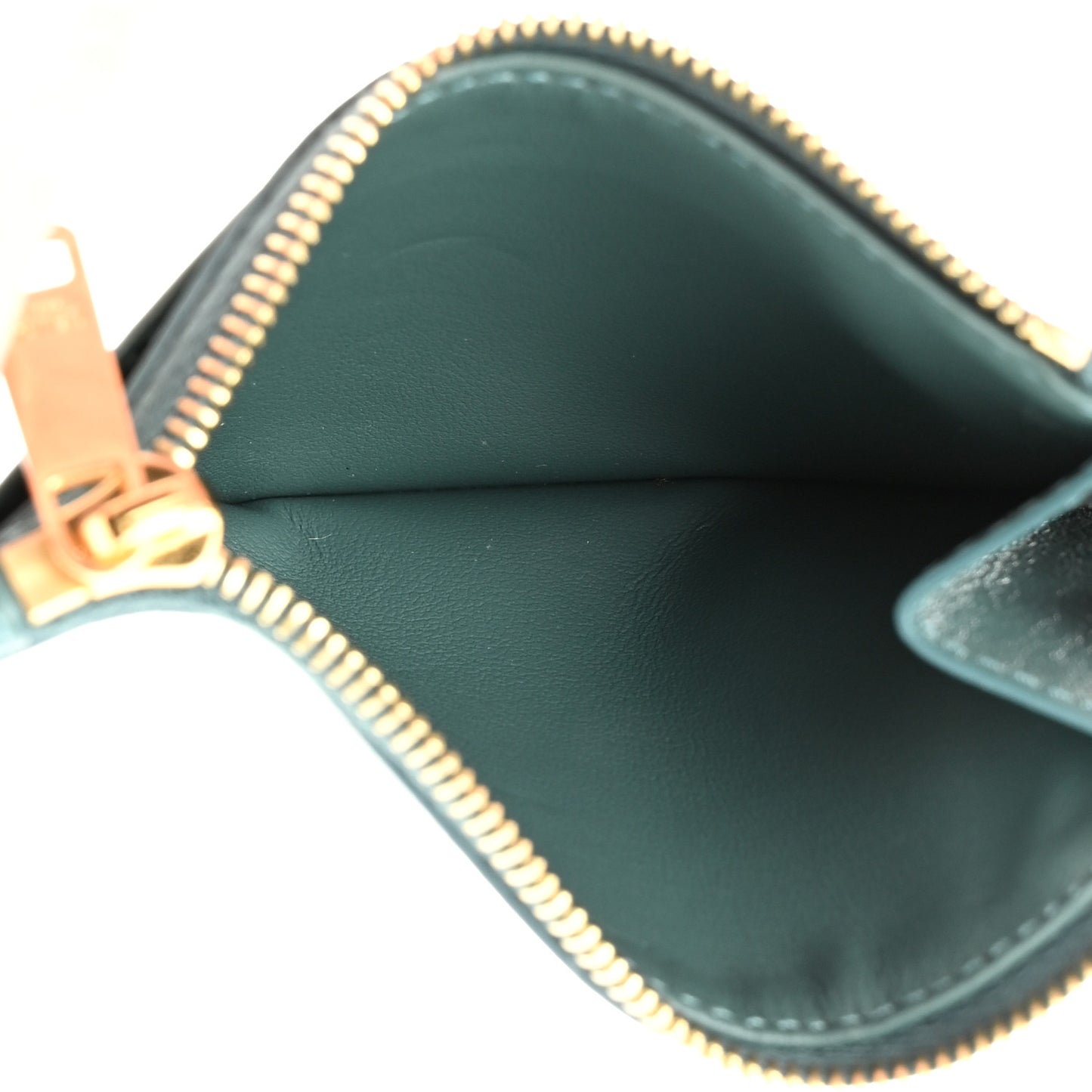 Shiny Calfskin Zipped Card Holder Green