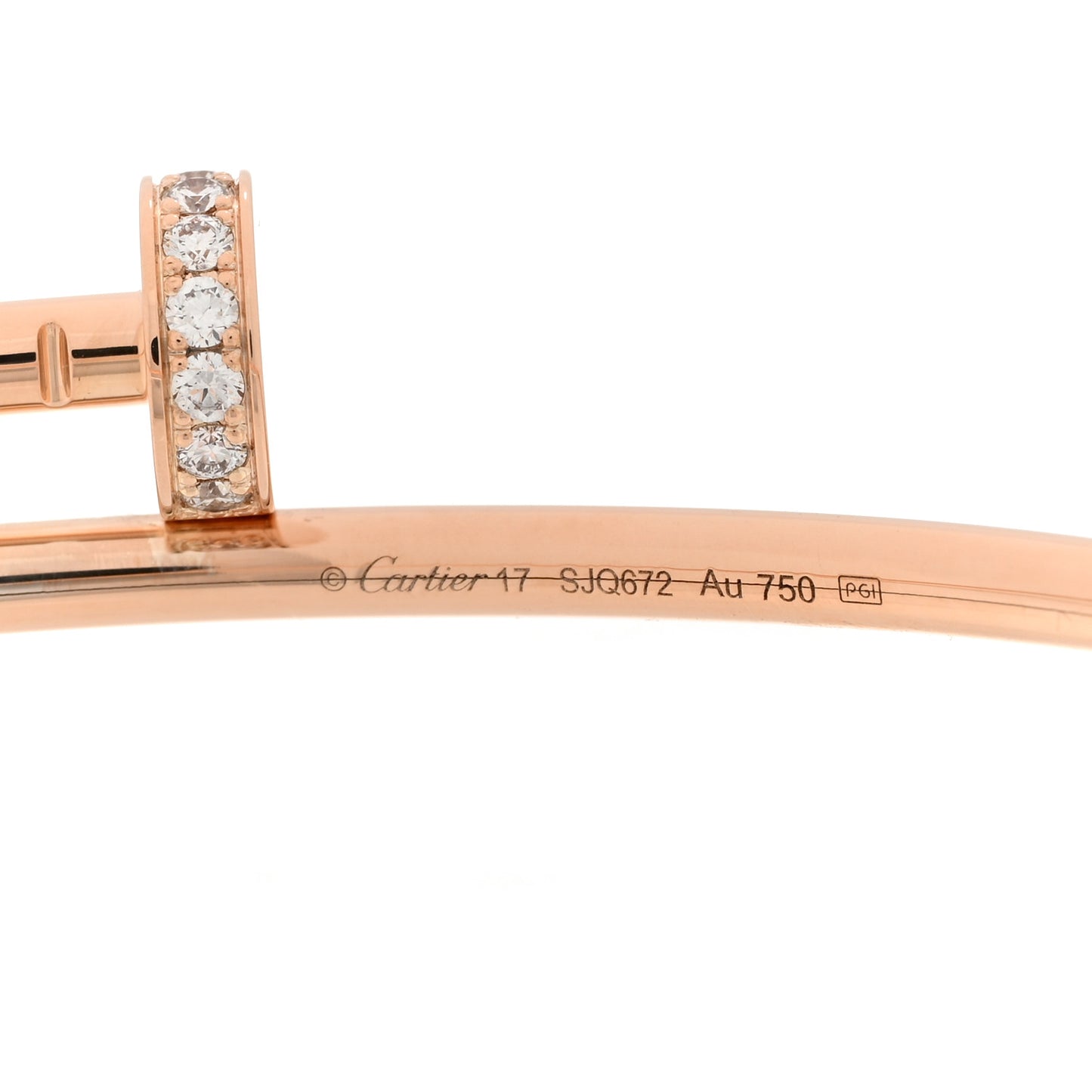 18K Pink Gold Diamond Small Juste Un Clou Bracelet 17