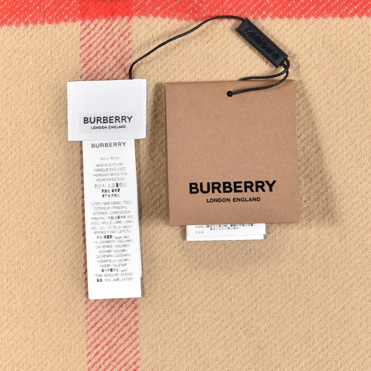 Cashmere TB Monogram Check Reversible Cape Scarf Archive Beige