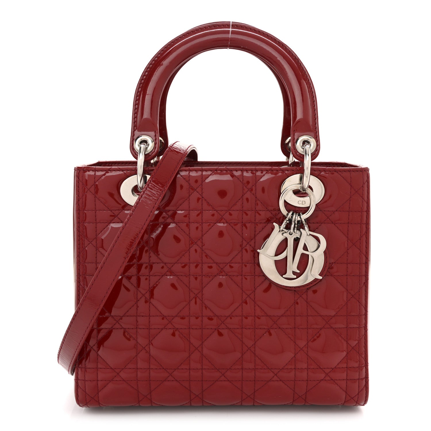 Christian Dior Patent Cannage Medium Lady Dior Red 1851376
