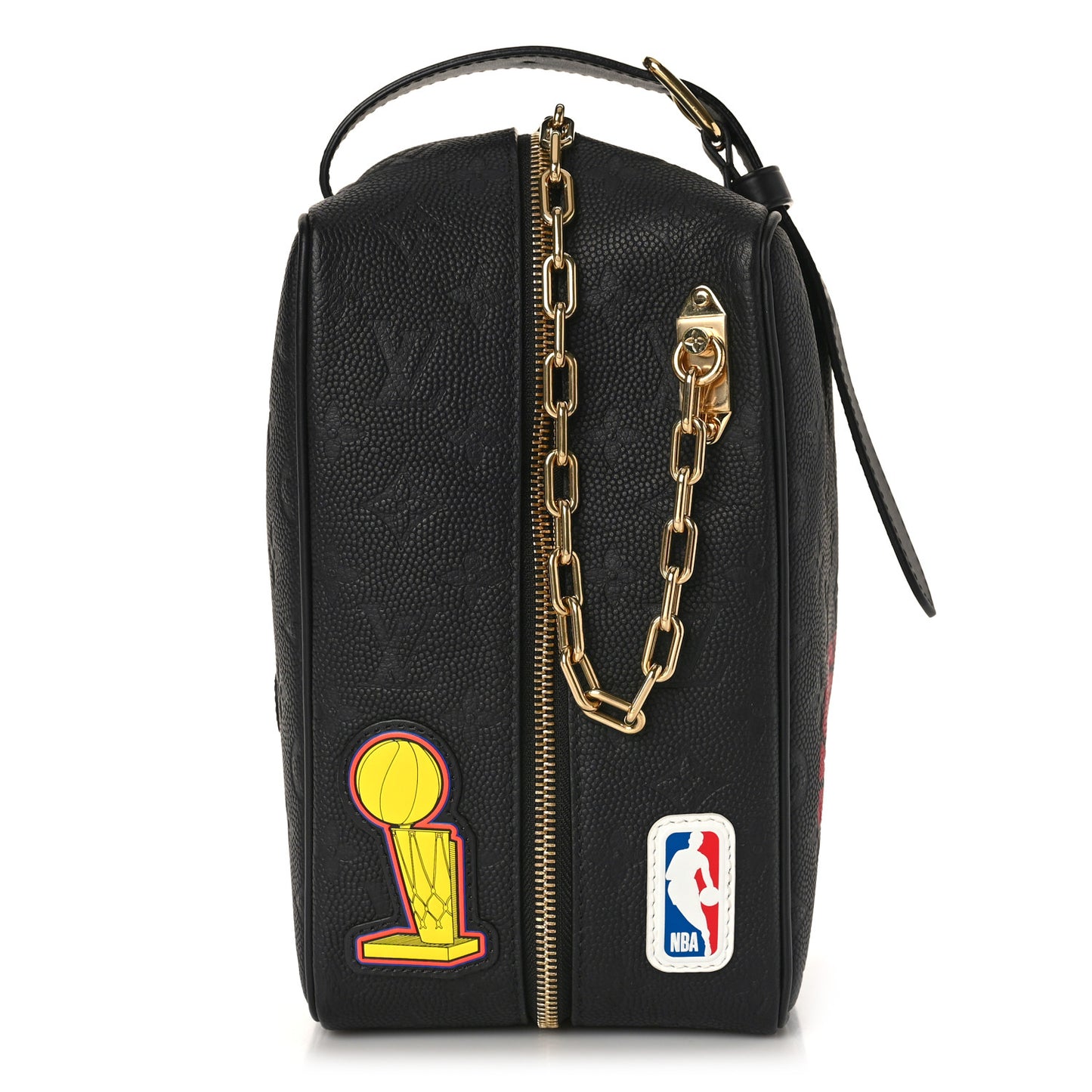 X NBA Calfskin Monogram Embossed Cloakroom Dopp Kit Black