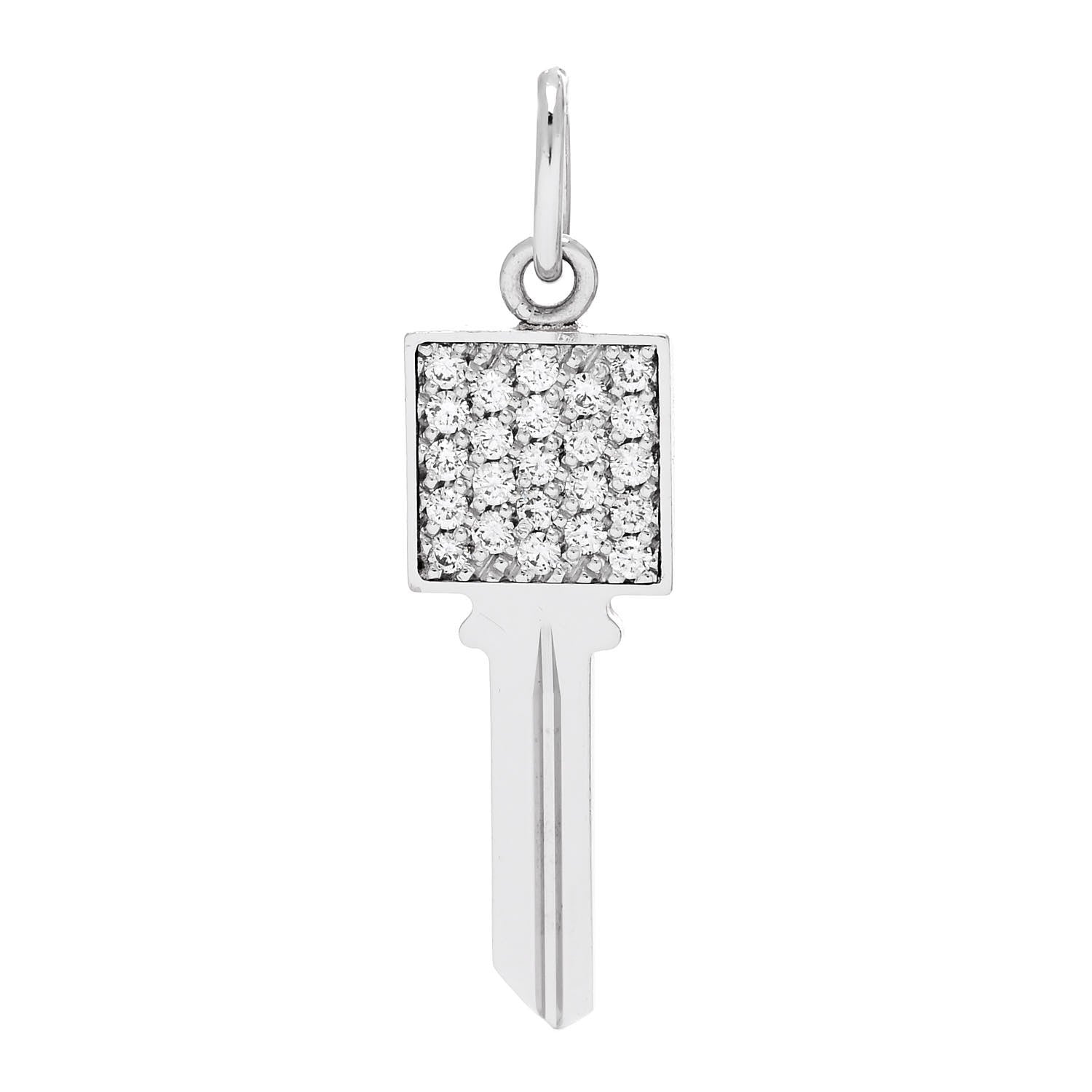 Tiffany 18K White Gold Diamond Mini Modern Keys Square Key Pendant 1 of 3