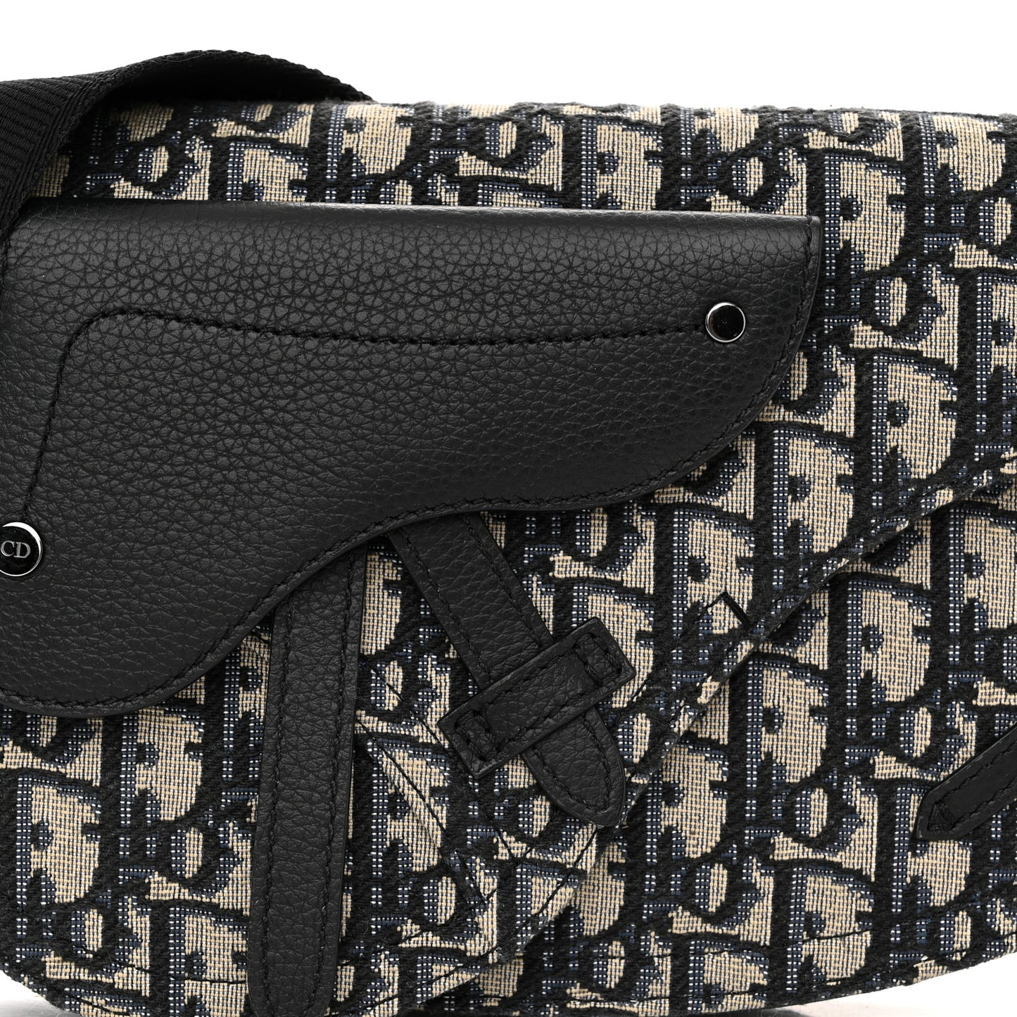 Oblique Saddle Messenger Pouch Beige Black