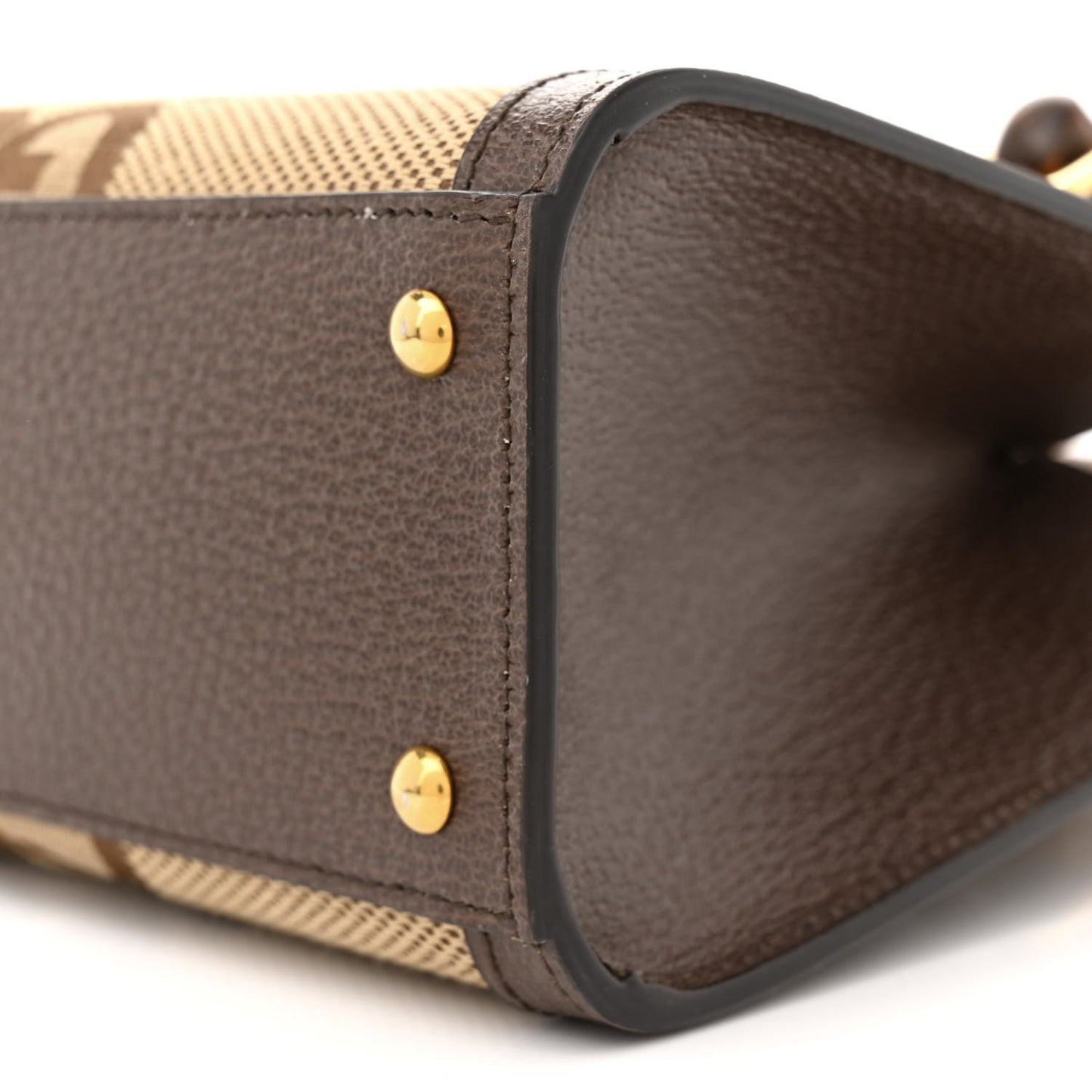 Monogram Jumbo GG Textured Dollar Calfskin Mini Diana Tote Bag Camel Ebony New Acero