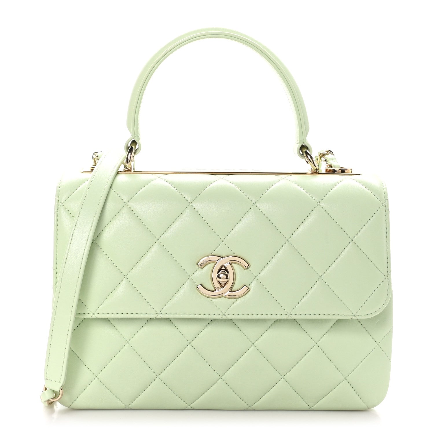Chanel Lambskin Quilted Small Trendy CC Flap Dual Handle Bag Light Green 1 of 11