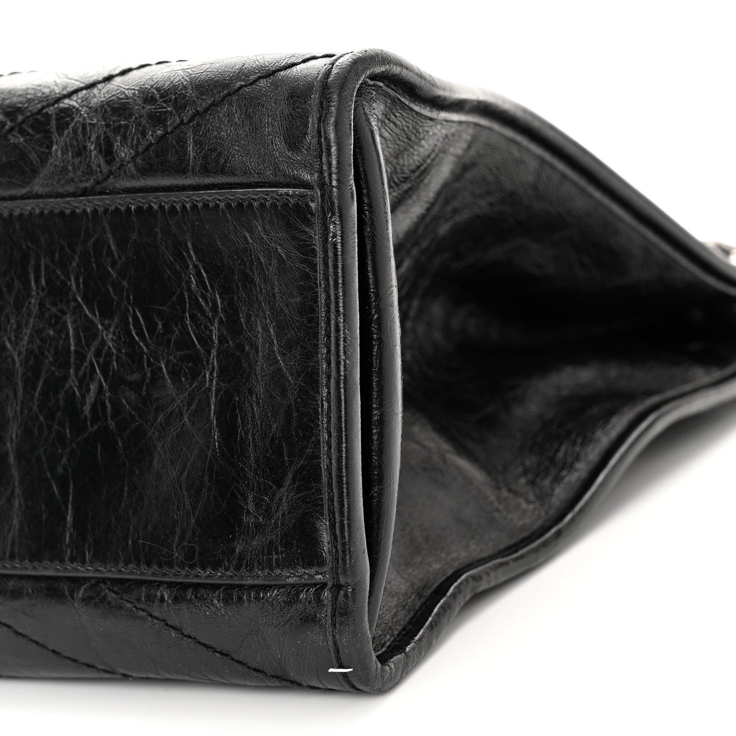 Crinkled Calfskin Matelasse Monogram Niki Shopper Tote Black