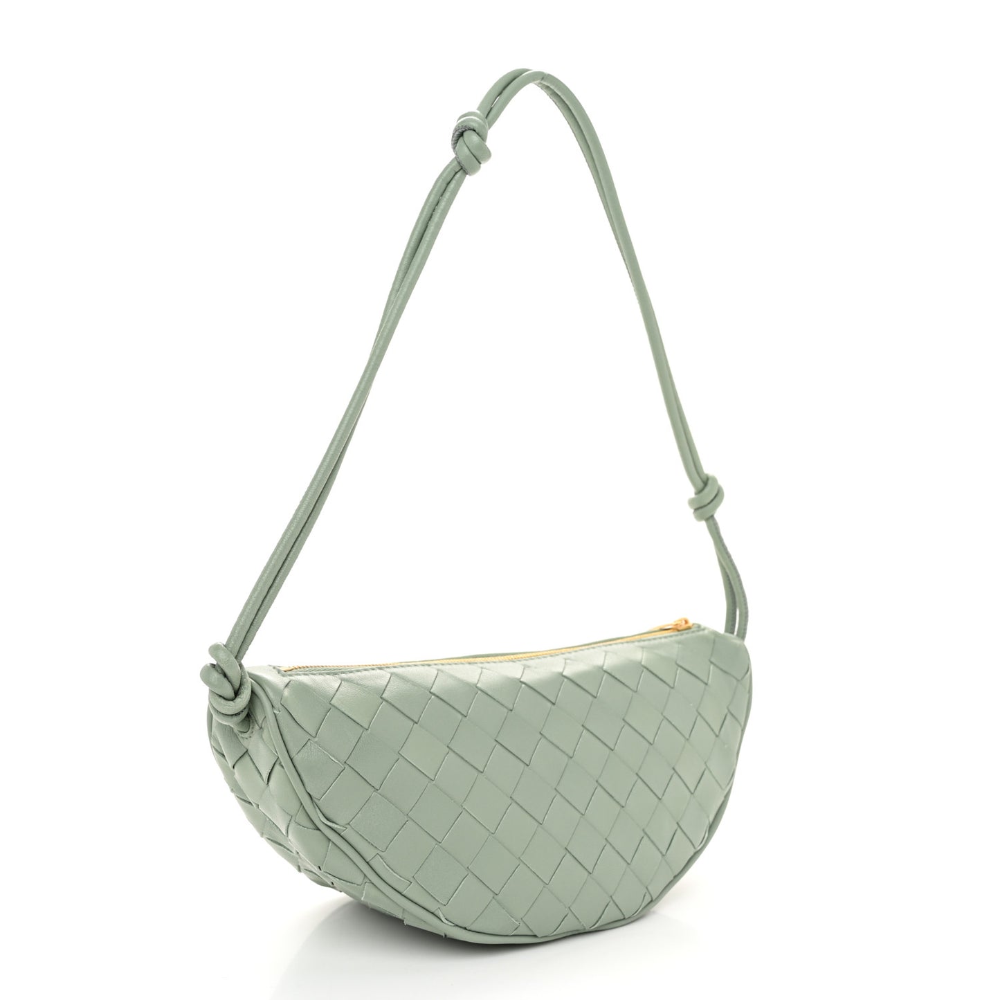 Nappa Intrecciato Half Moon Pouch On Strap Sauge