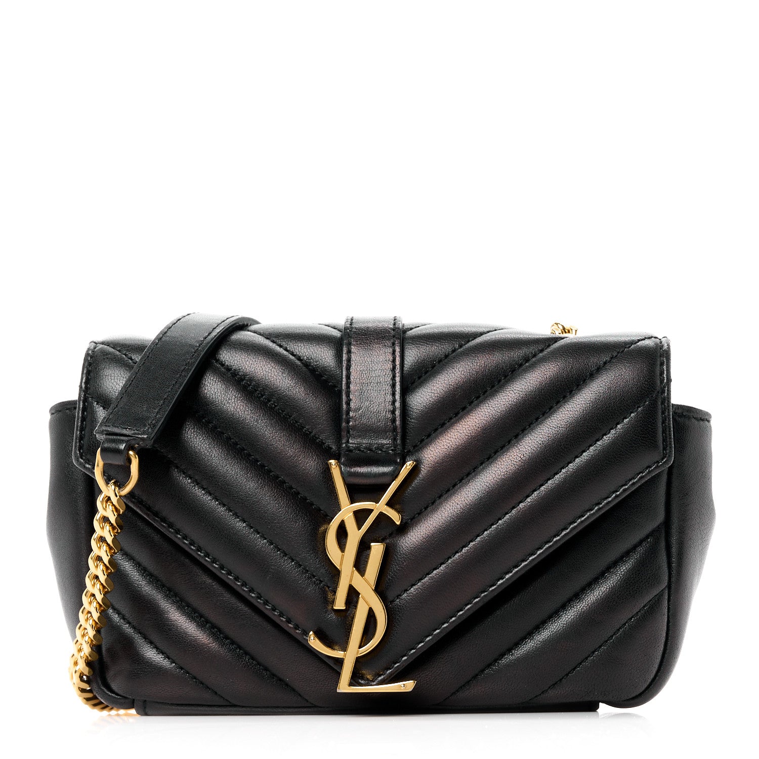 Saint Laurent Sheepskin Matelasse Chevron Monogram Classic Baby Chain Bag Black 1 of 11